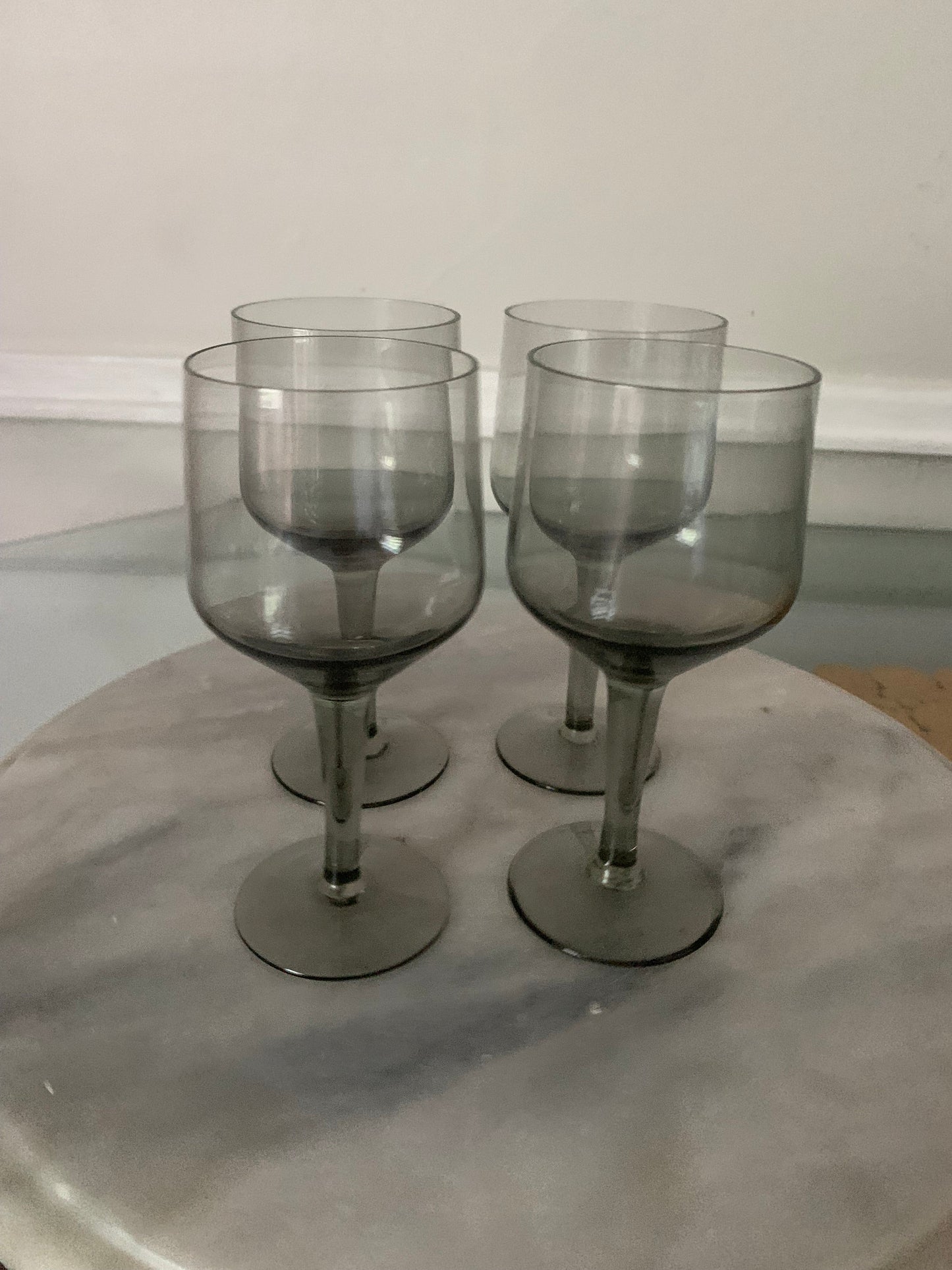 Set of 4 MCM Short Smokey Gray Liqeuer Glasses