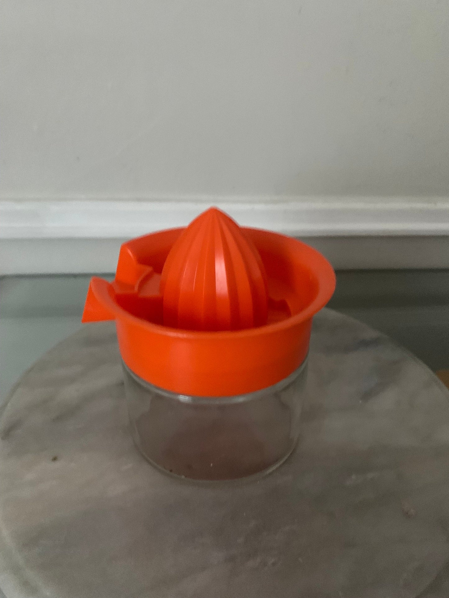 MCM Orange Plastic and Glass Lidded Juicer