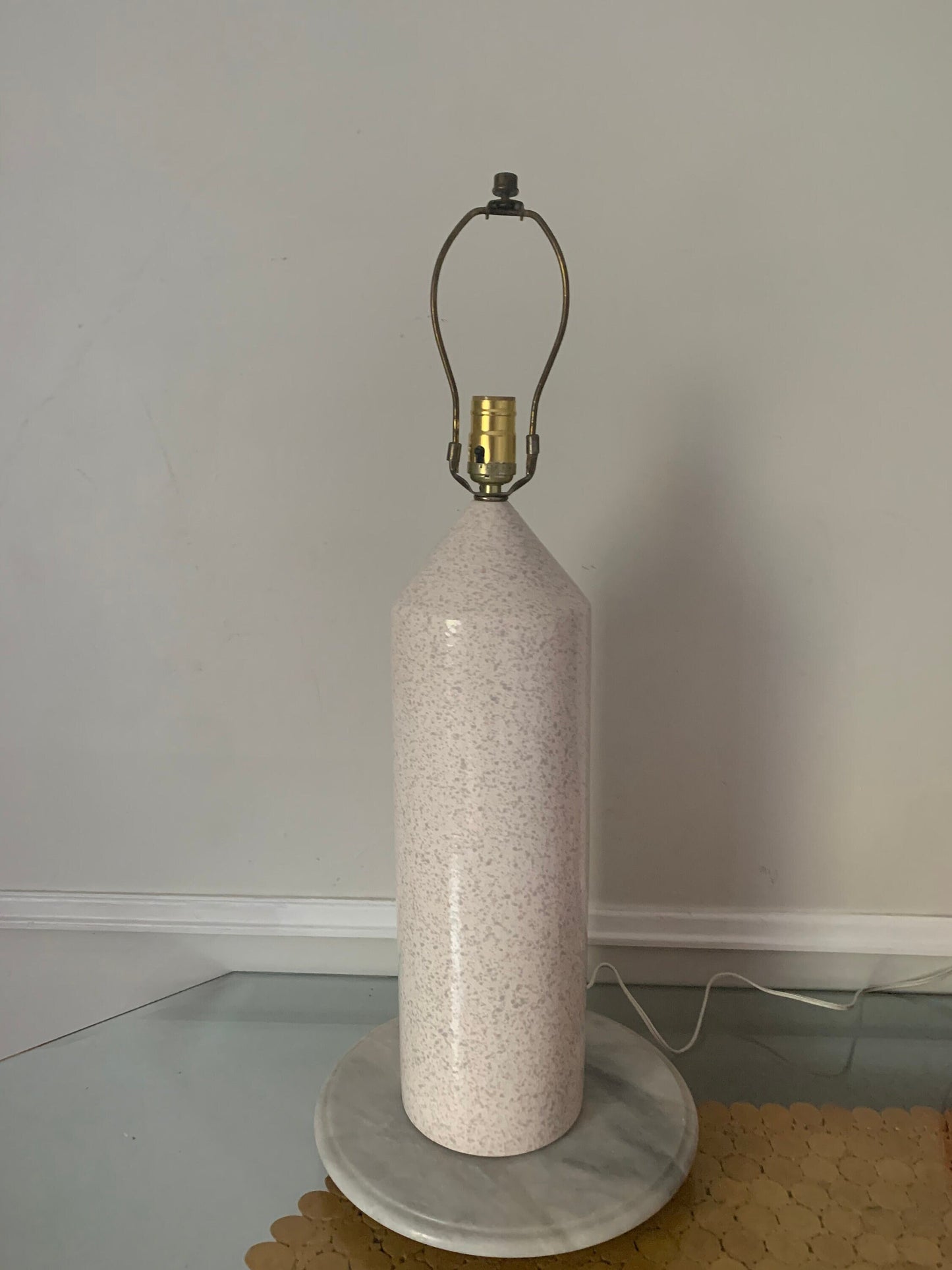 Tall Retro Speckled Pink Column Table Lamp No Shade