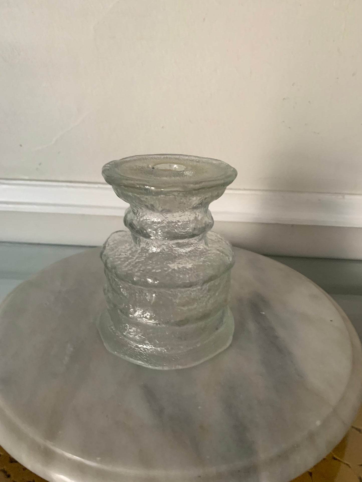 MCM Scandinavian Chubby Clear Bark Glass Candle Holder