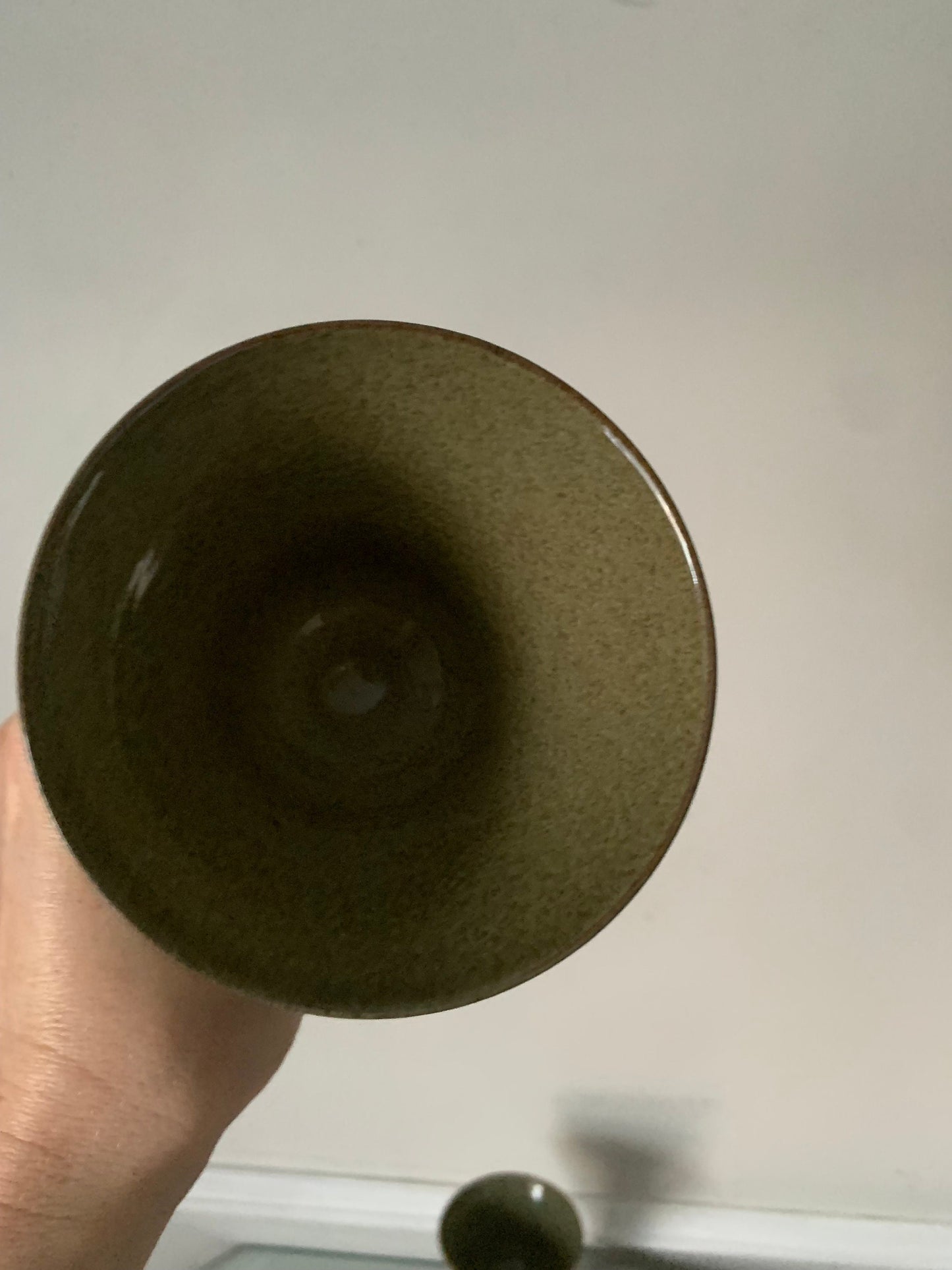 Pair of Handmade Sage Green Pottery Goblets