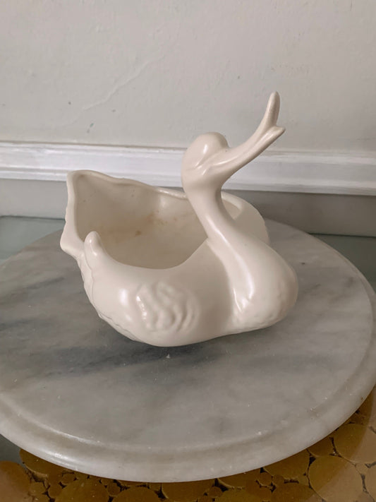 Vintage Hull White Ceramic Swan Planter