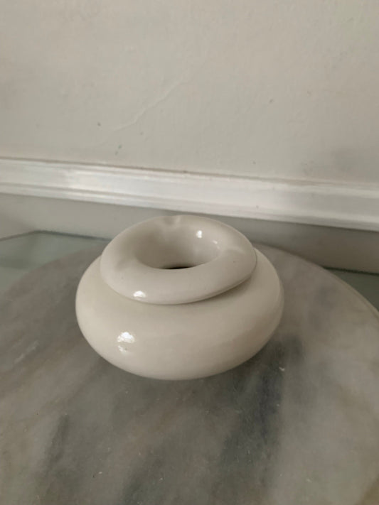 Vintage  White Ceramic 2 Piece Ashtray