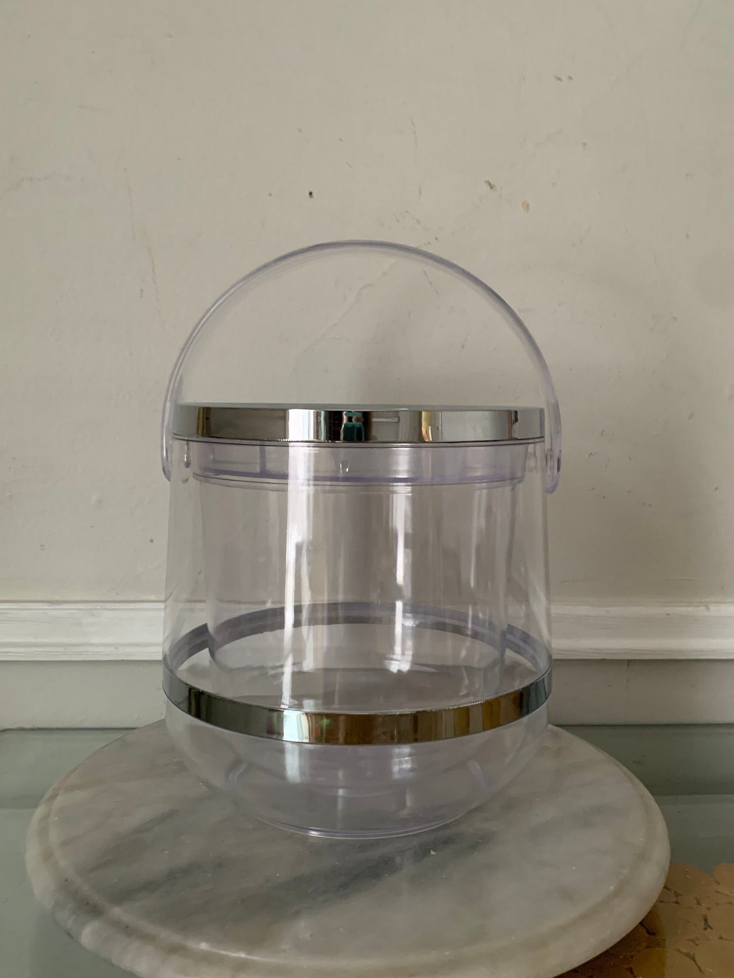 MCM  Clear Acrylic Ice Bucket with Silver Detail