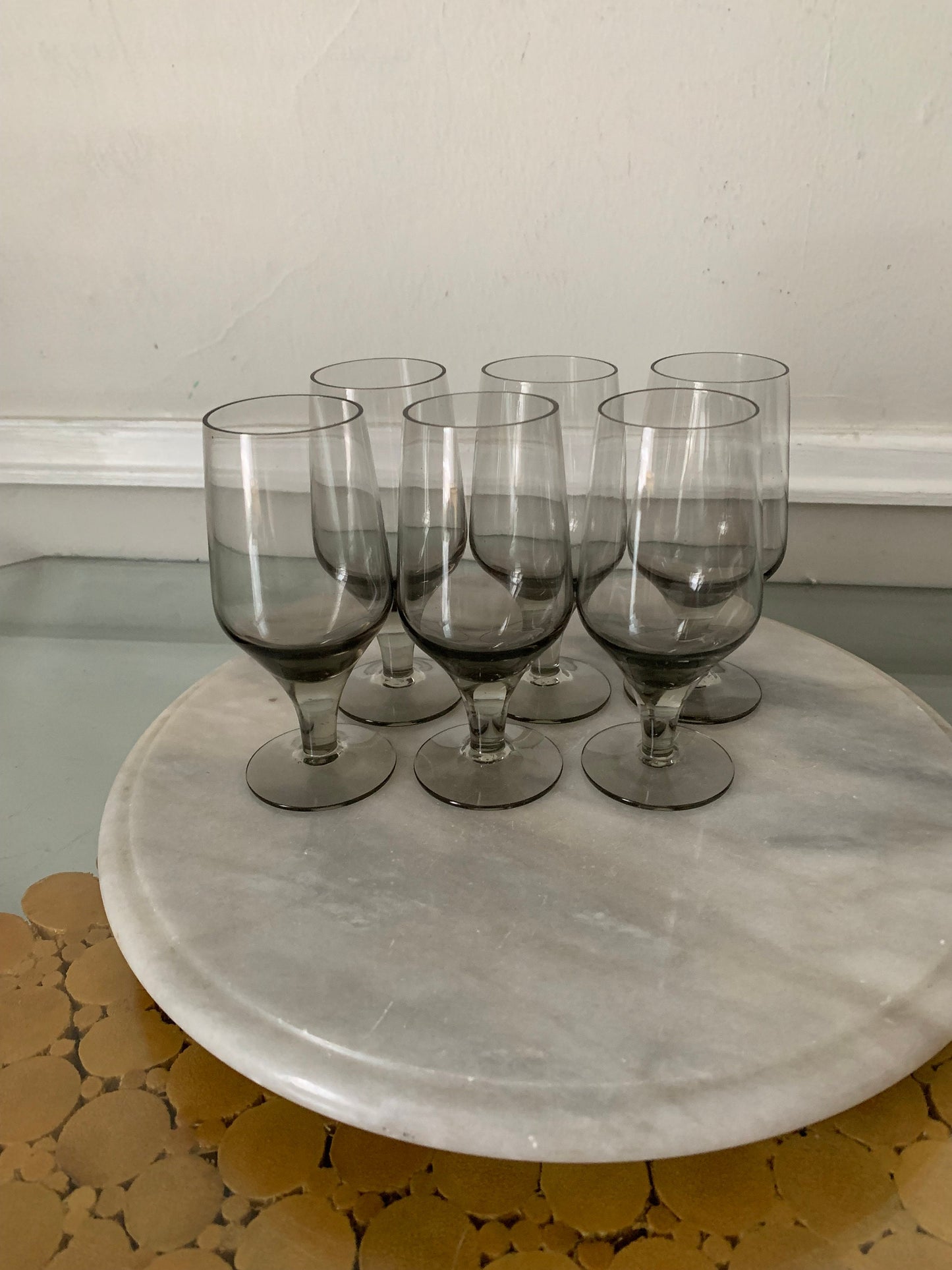 Set of 6 MCM Short Smokey Gray Liqueurs Glasses