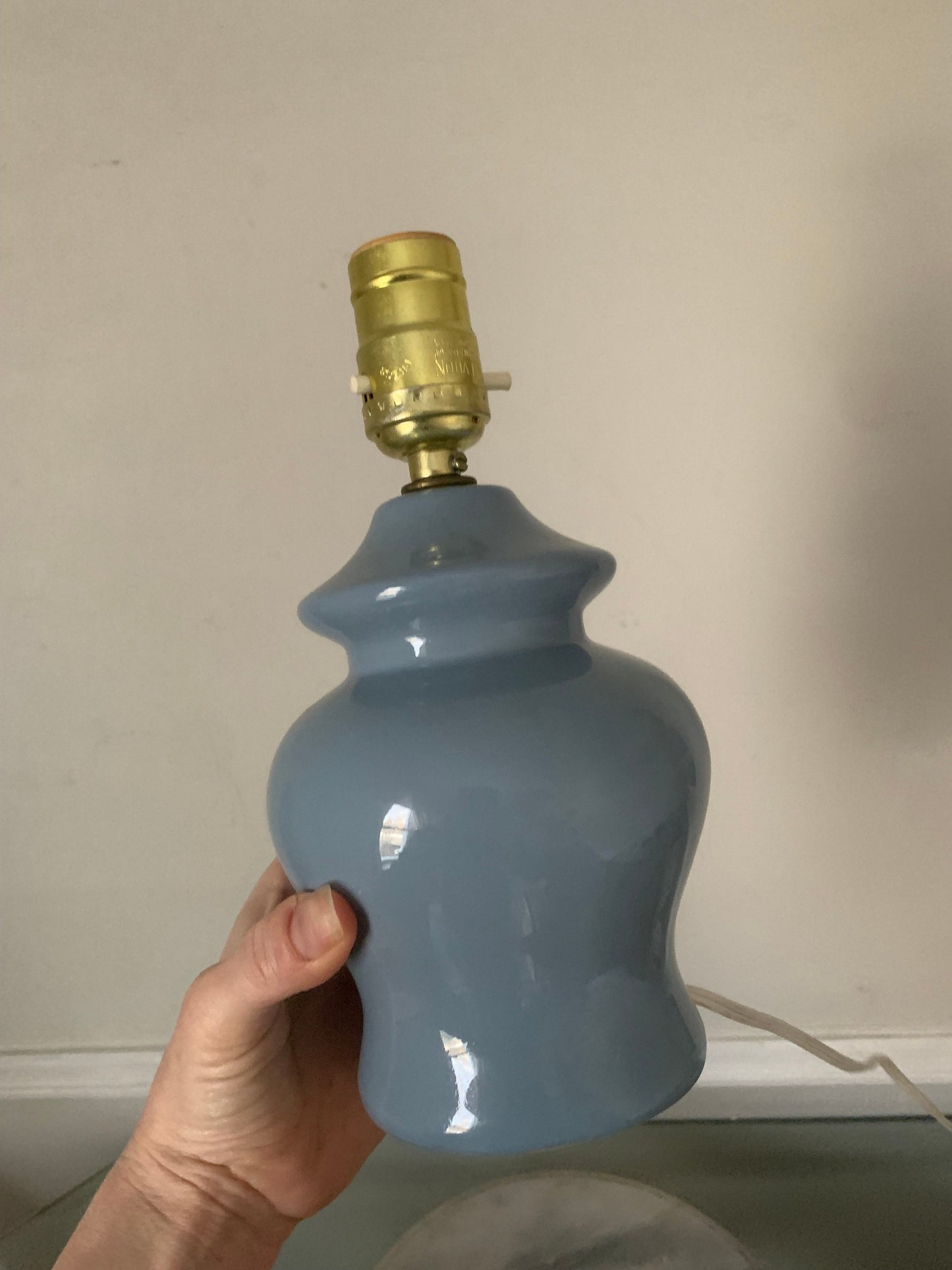 Retro Small Blue Ceramic Ginger Jar Table Lamp No Shade