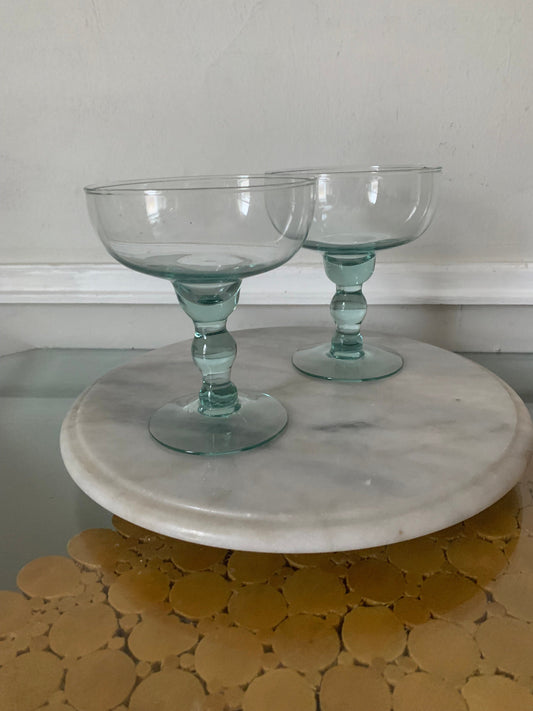 Set of 2 Sea Glass Margarita Glasses