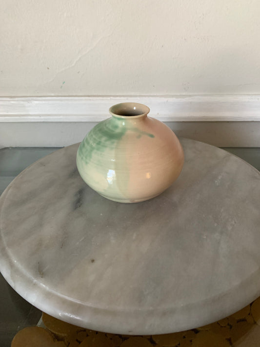 Handmade Small Pink and Green Pottery Vase