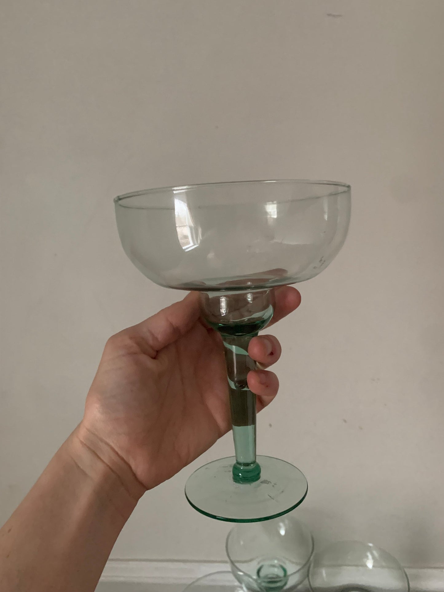 Set of 4 Tall Sea Glass Margarita Glasses