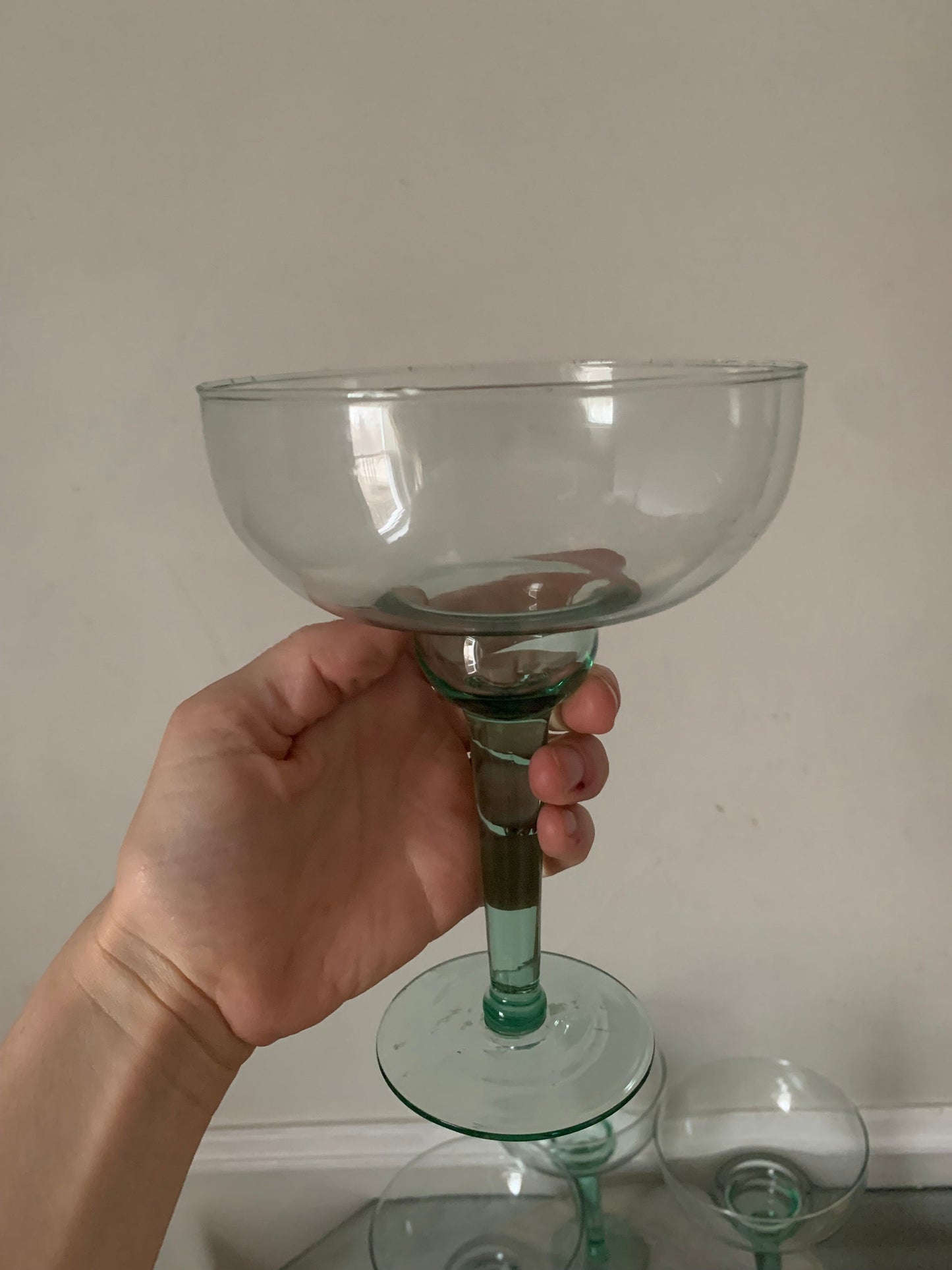 Set of 4 Tall Sea Glass Margarita Glasses