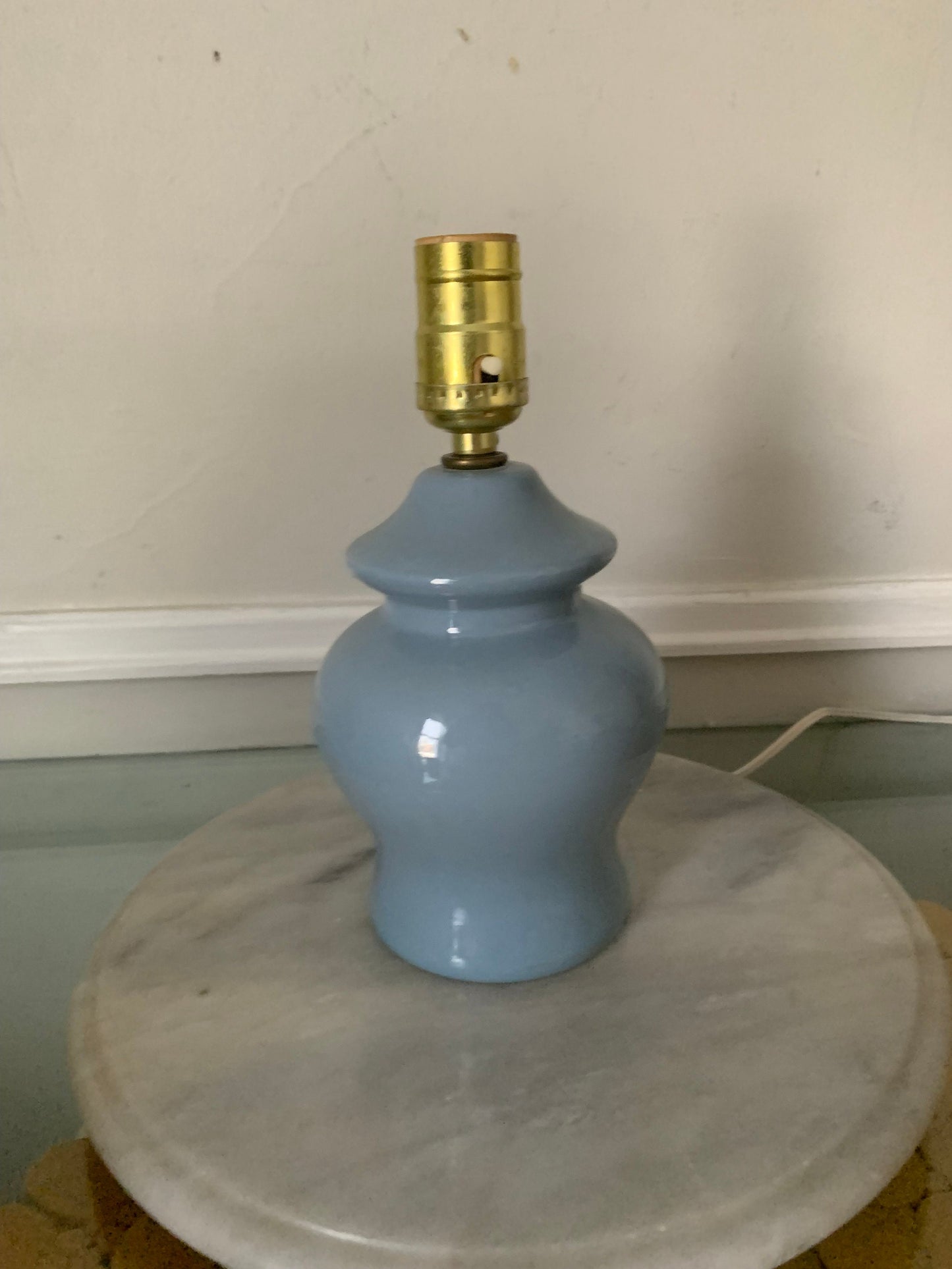 Retro Small Blue Ceramic Ginger Jar Table Lamp No Shade