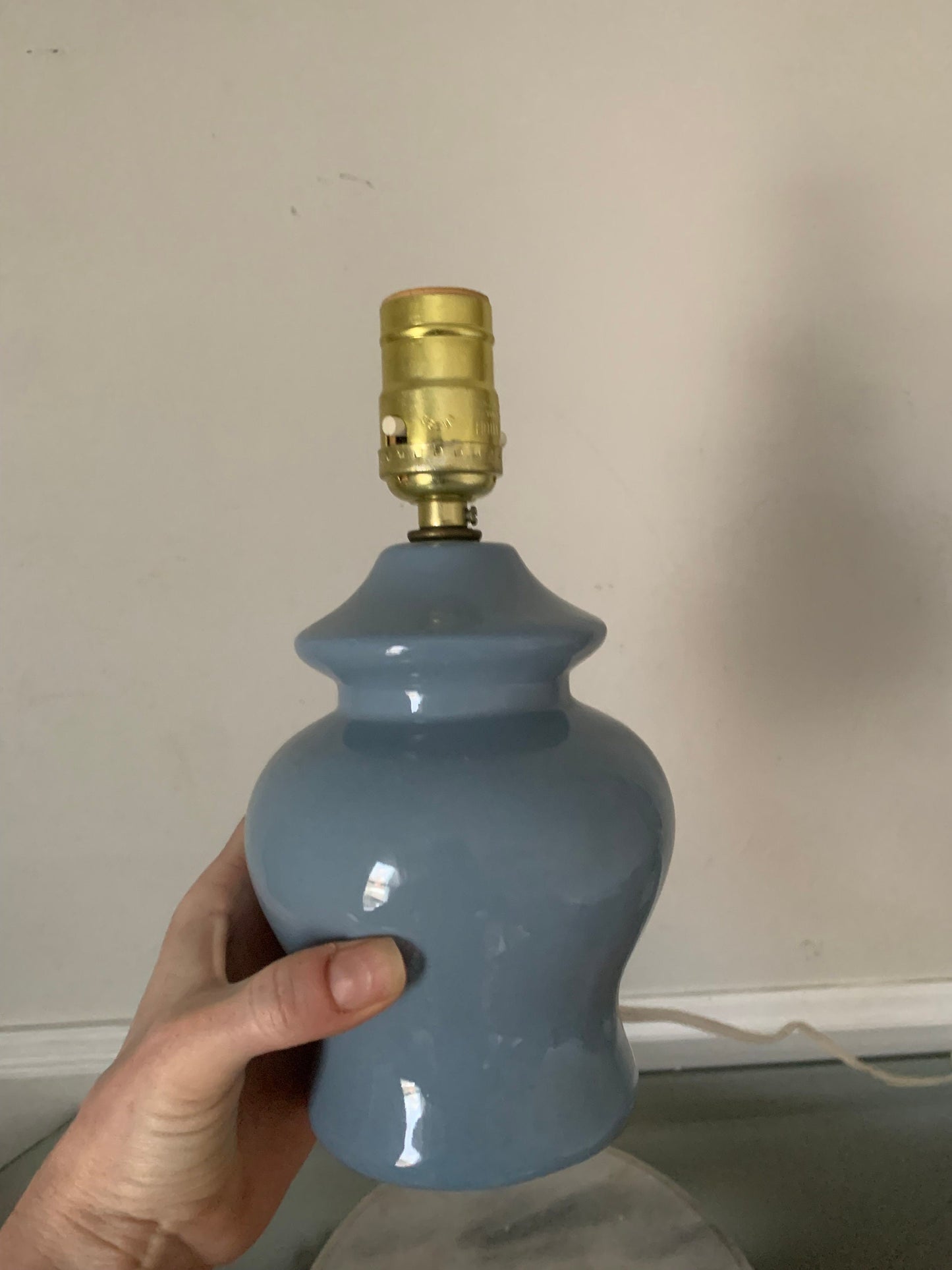 Retro Small Blue Ceramic Ginger Jar Table Lamp No Shade