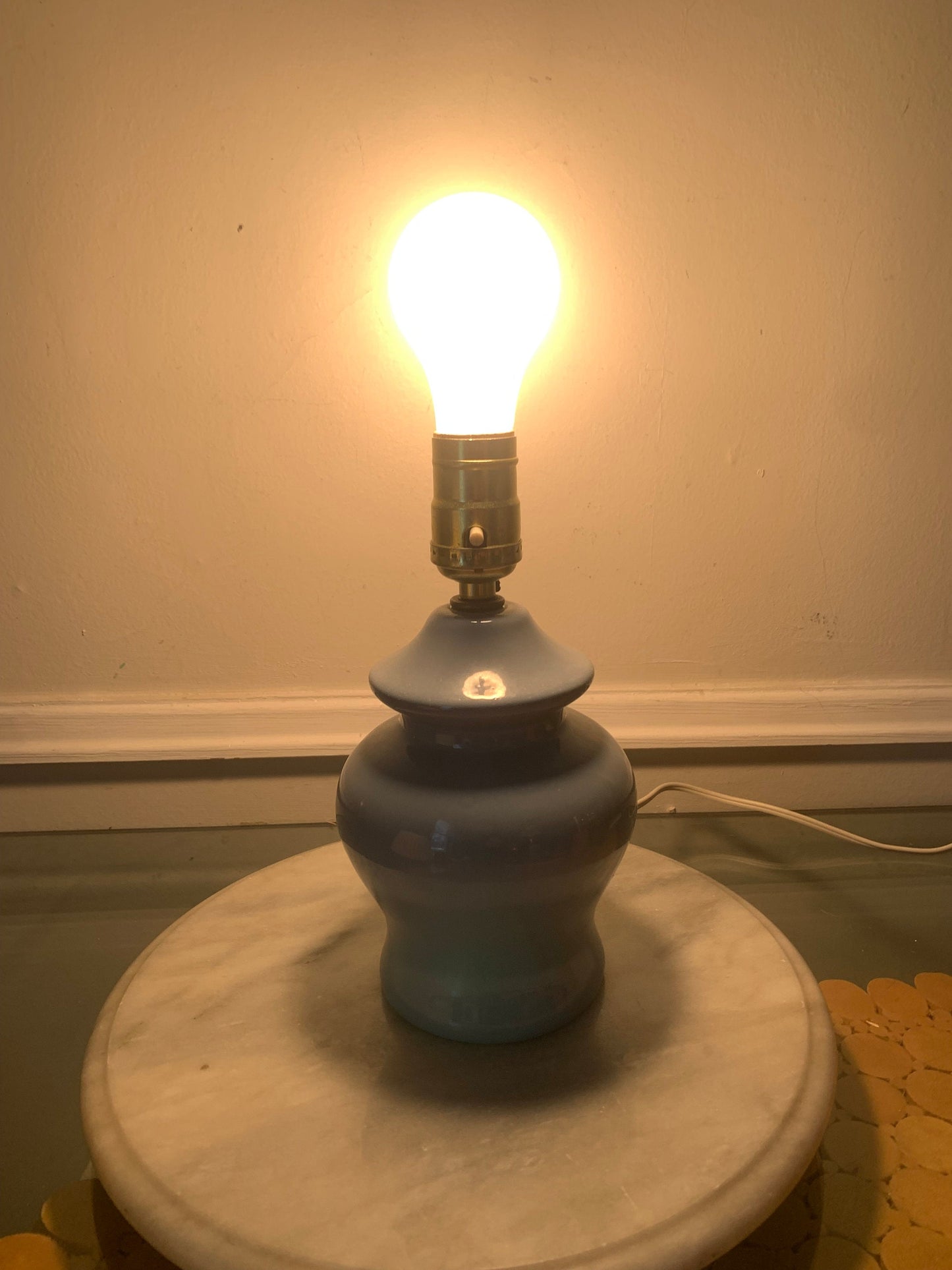 Retro Small Blue Ceramic Ginger Jar Table Lamp No Shade