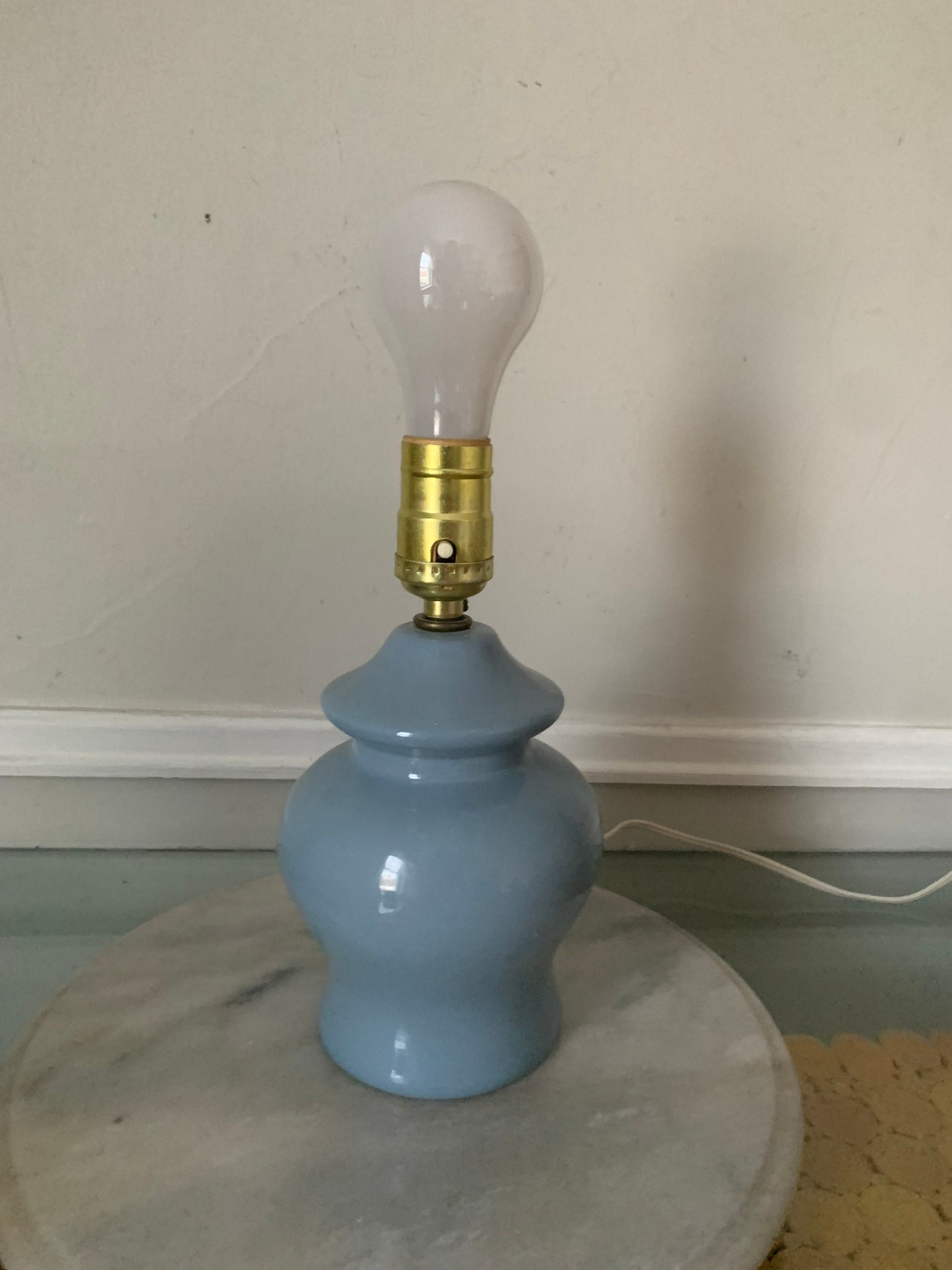 Retro Small Blue Ceramic Ginger Jar Table Lamp No Shade