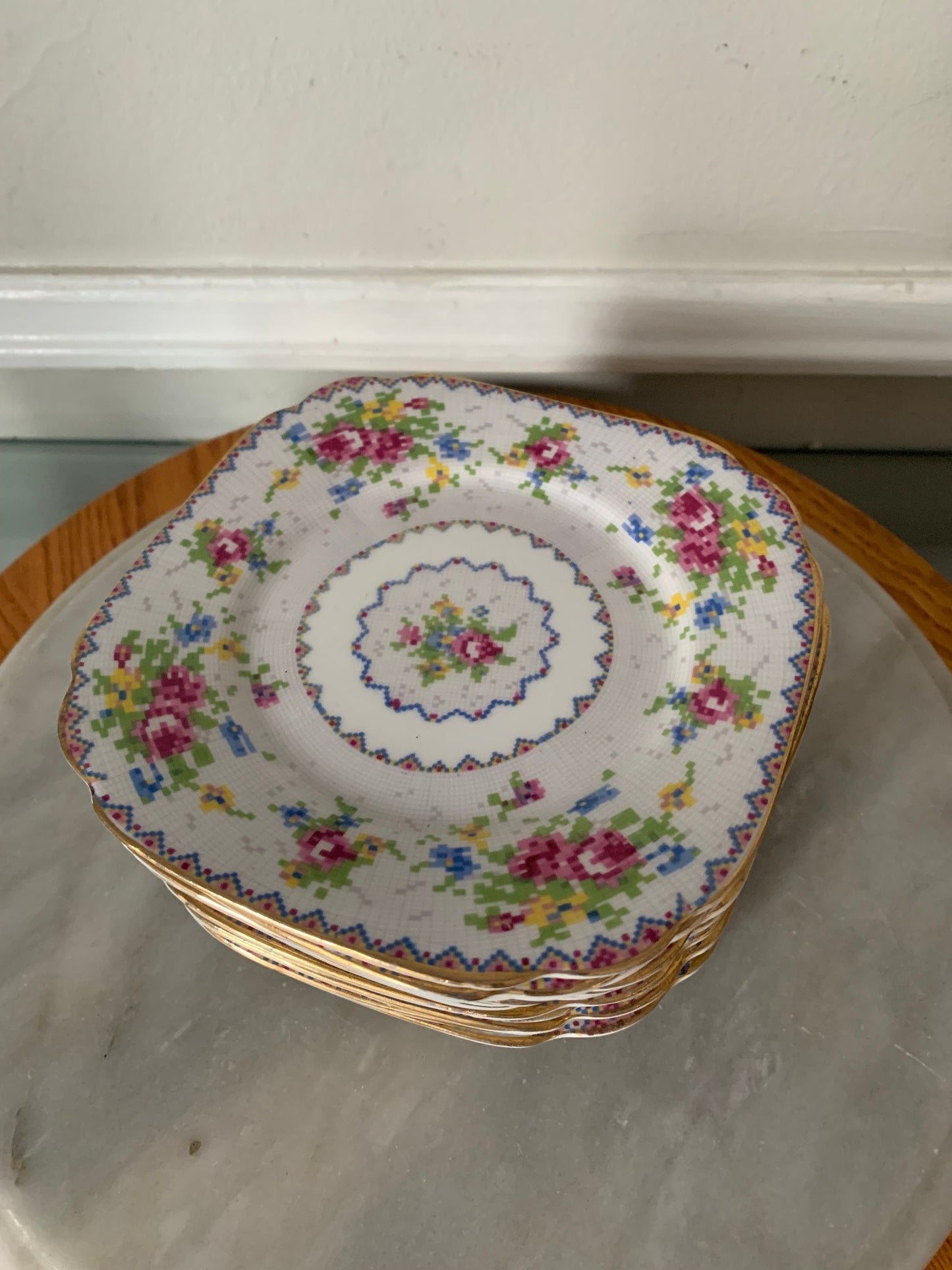 Vintage  Set of 12 Royal Albert Petit Point China Side Plates Made in England