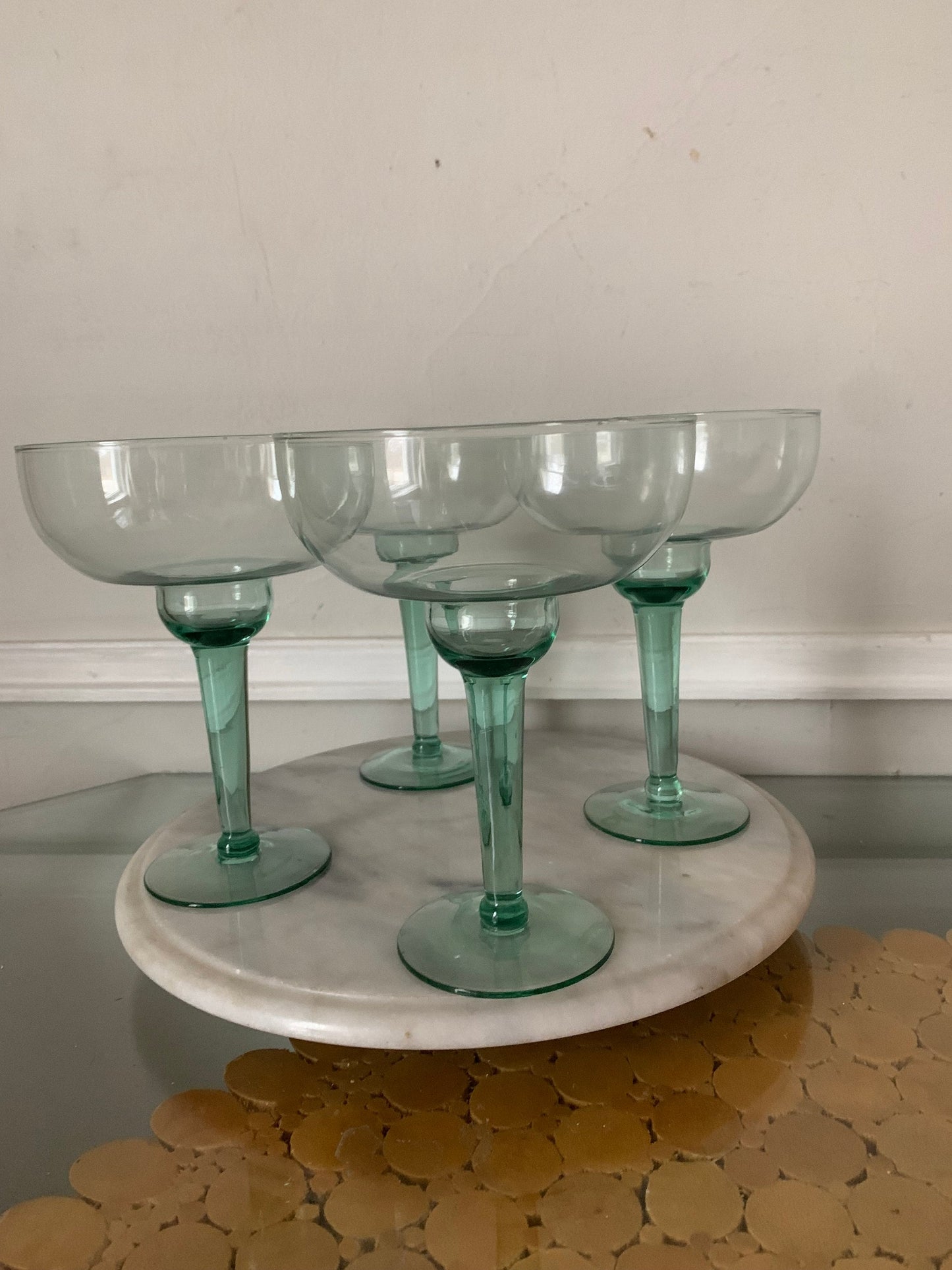 Set of 4 Tall Sea Glass Margarita Glasses