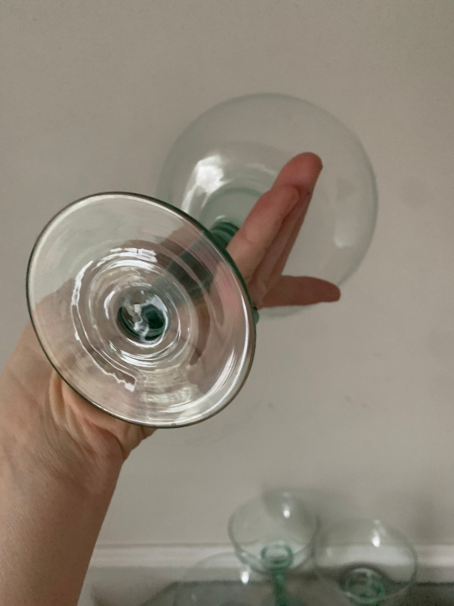 Set of 4 Tall Sea Glass Margarita Glasses
