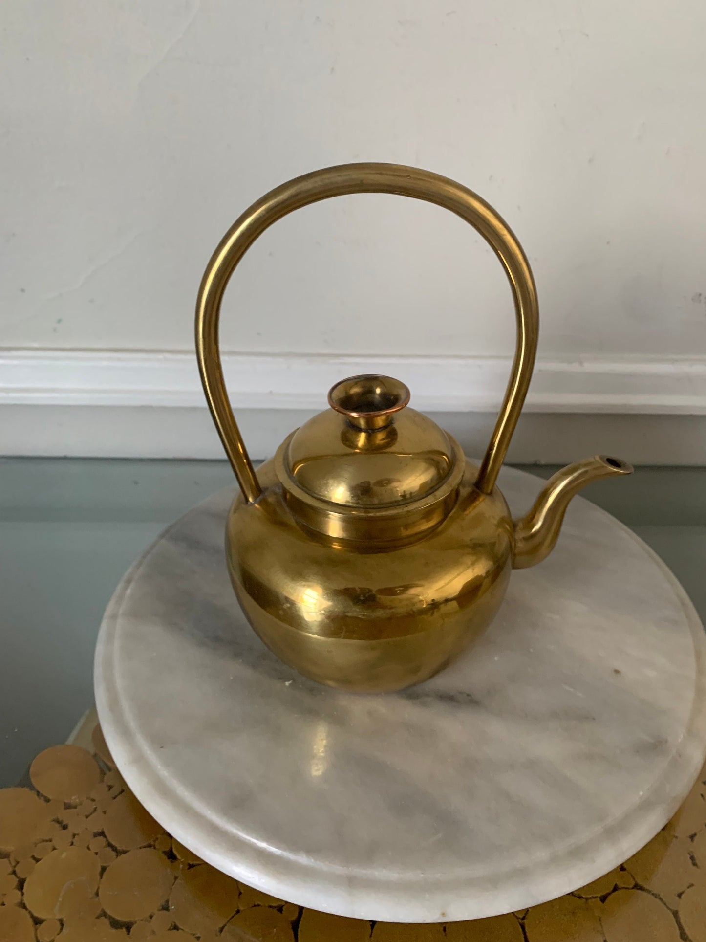 Vintage Small Brass Teapot with Rounded Handle