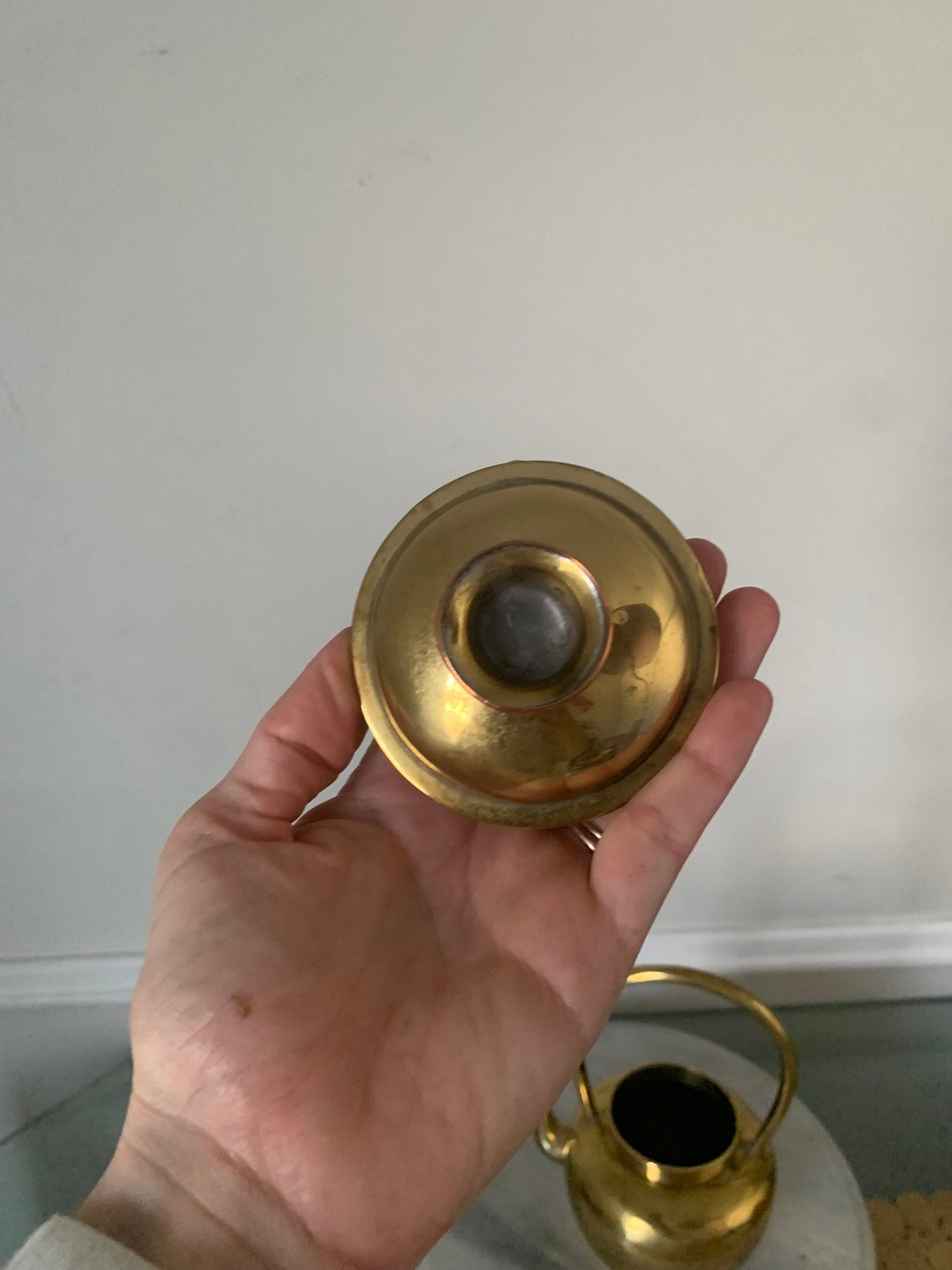Vintage Small Brass Teapot with Rounded Handle