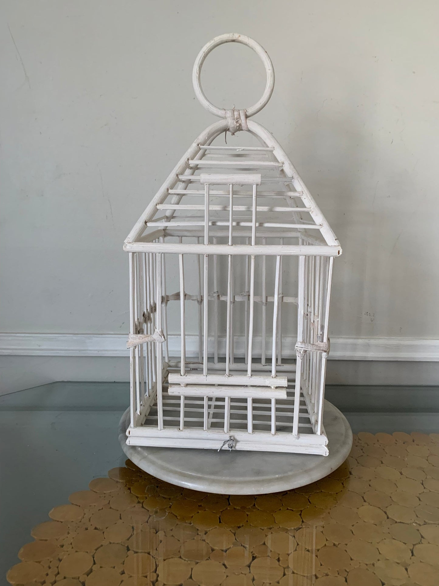Medium White Wooden Decorative Bird Cage