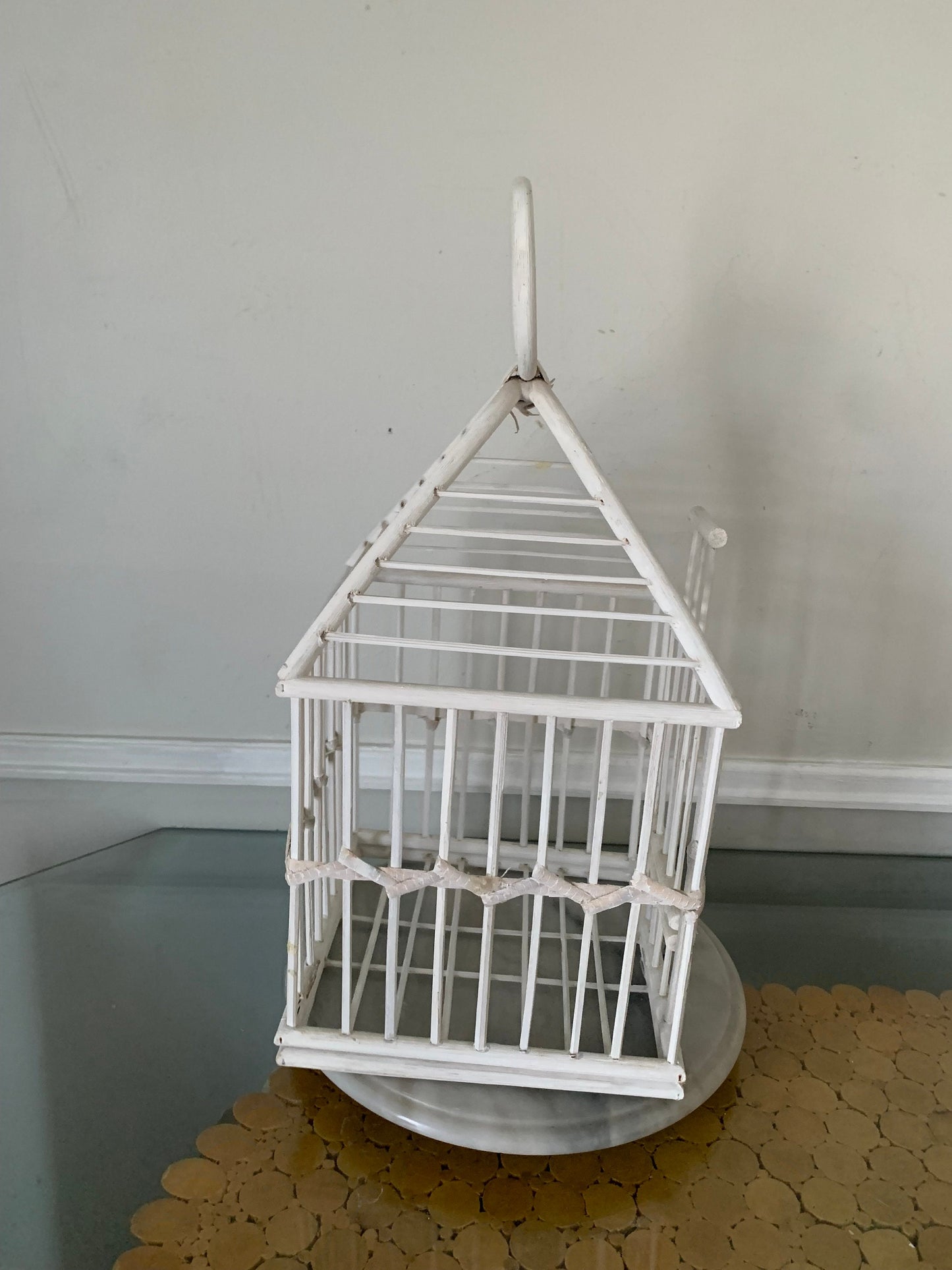 Medium White Wooden Decorative Bird Cage