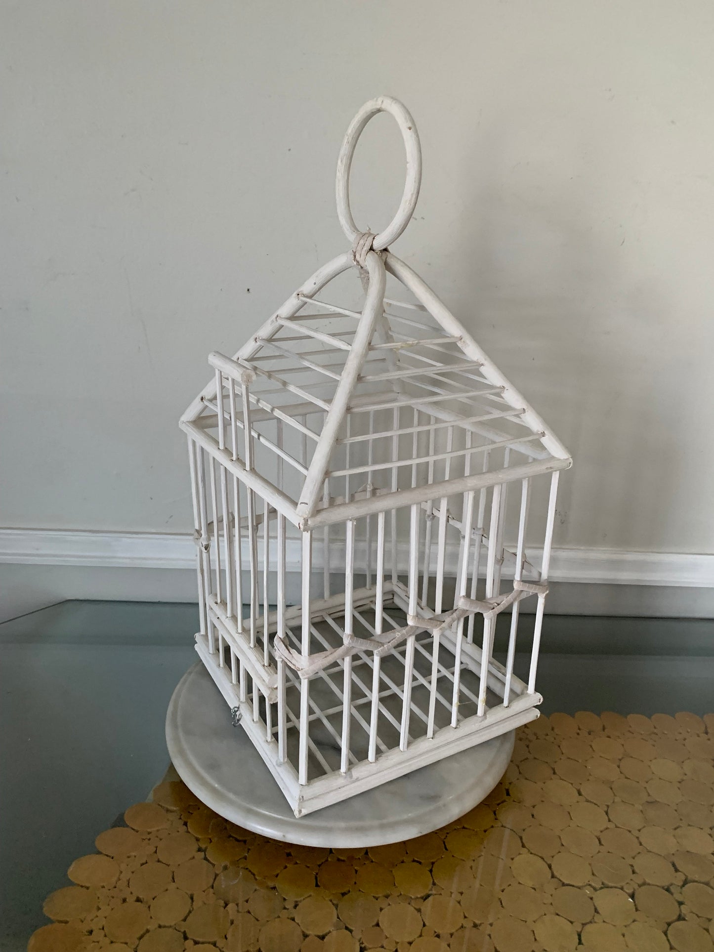 Medium White Wooden Decorative Bird Cage