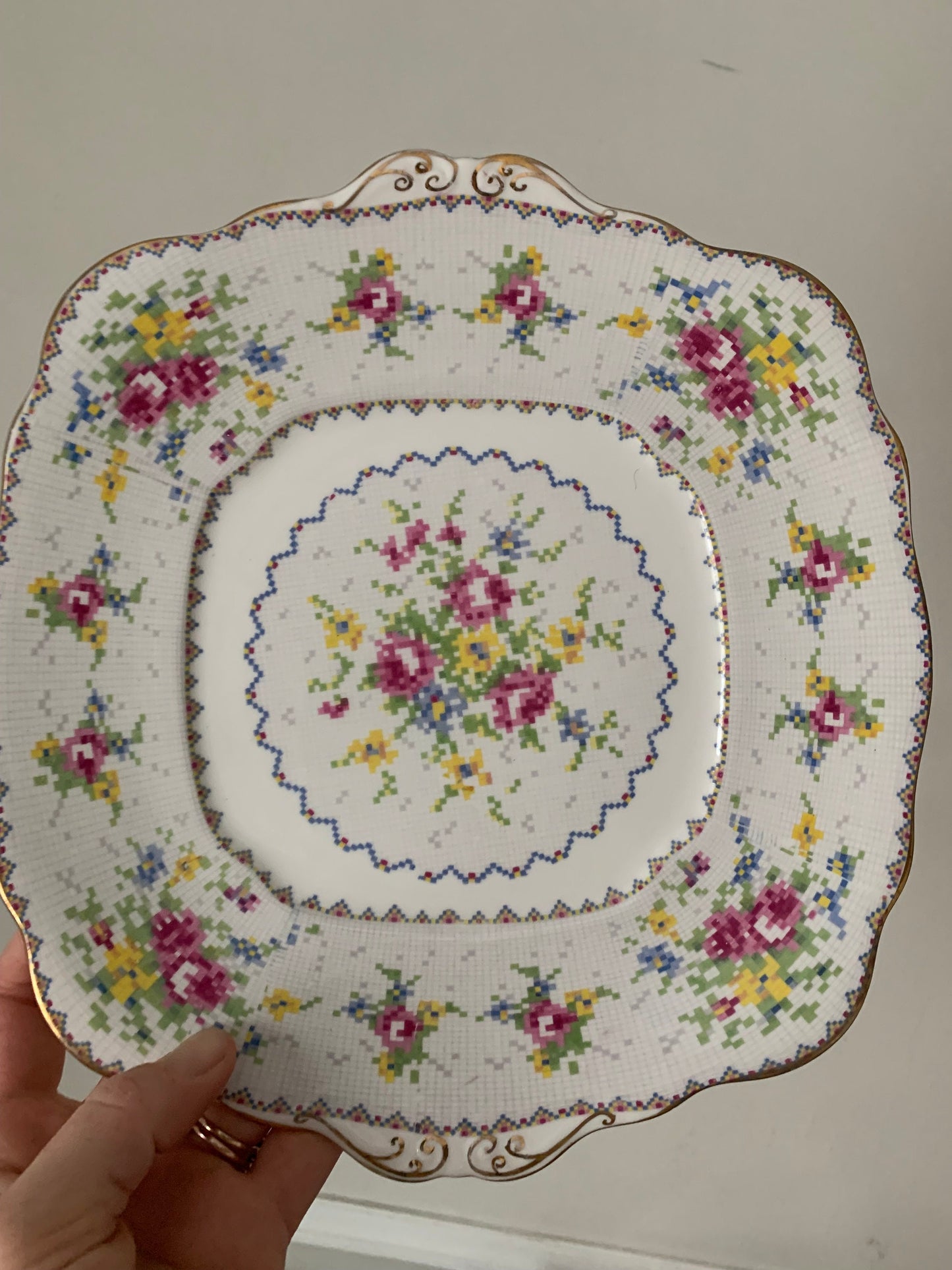 Vintage  Set of 4 Royal Albert Petit Point China Serving Plates Made in England