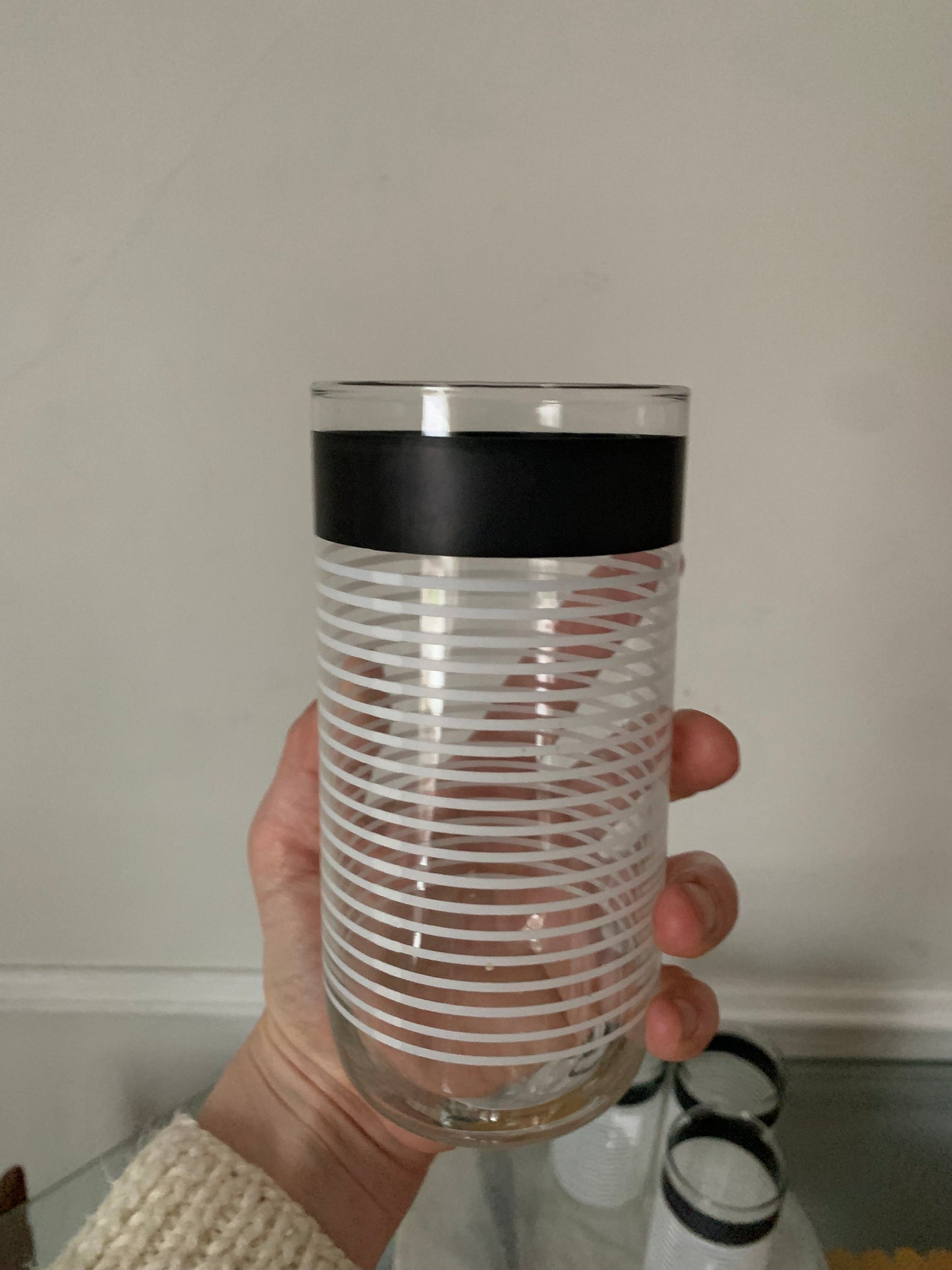 Retro Set of 4 Black and White Libbey Tumblers