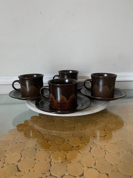Set of 6 Vintage Royal Doulton Marbella Cups and Saucers Made in England