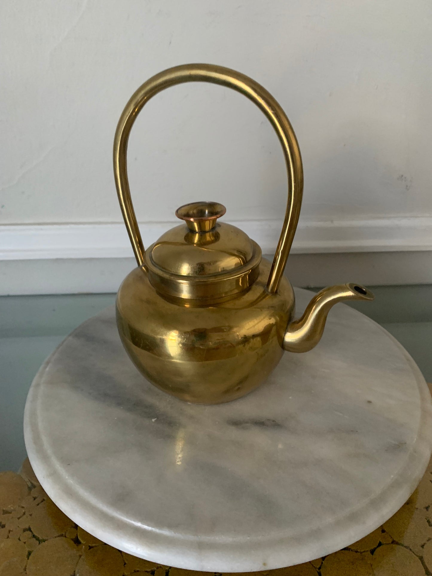 Vintage Small Brass Teapot with Rounded Handle