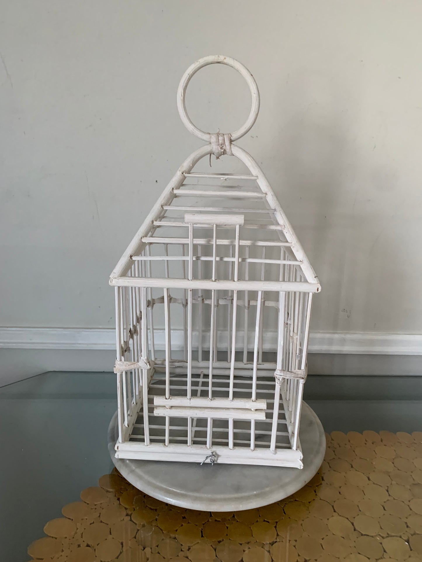 Medium White Wooden Decorative Bird Cage