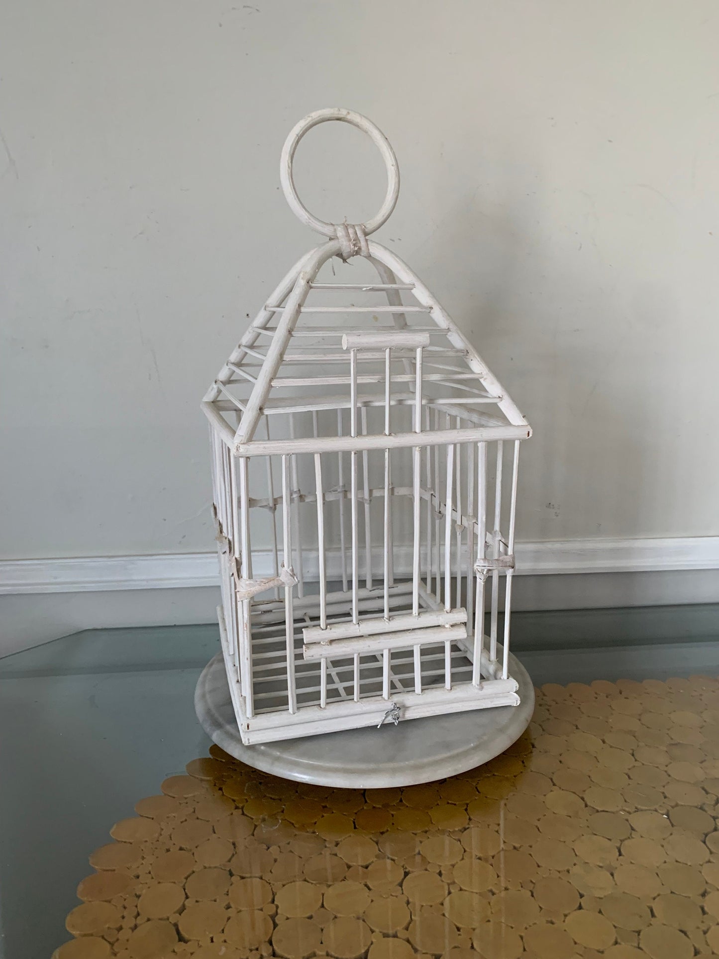 Medium White Wooden Decorative Bird Cage