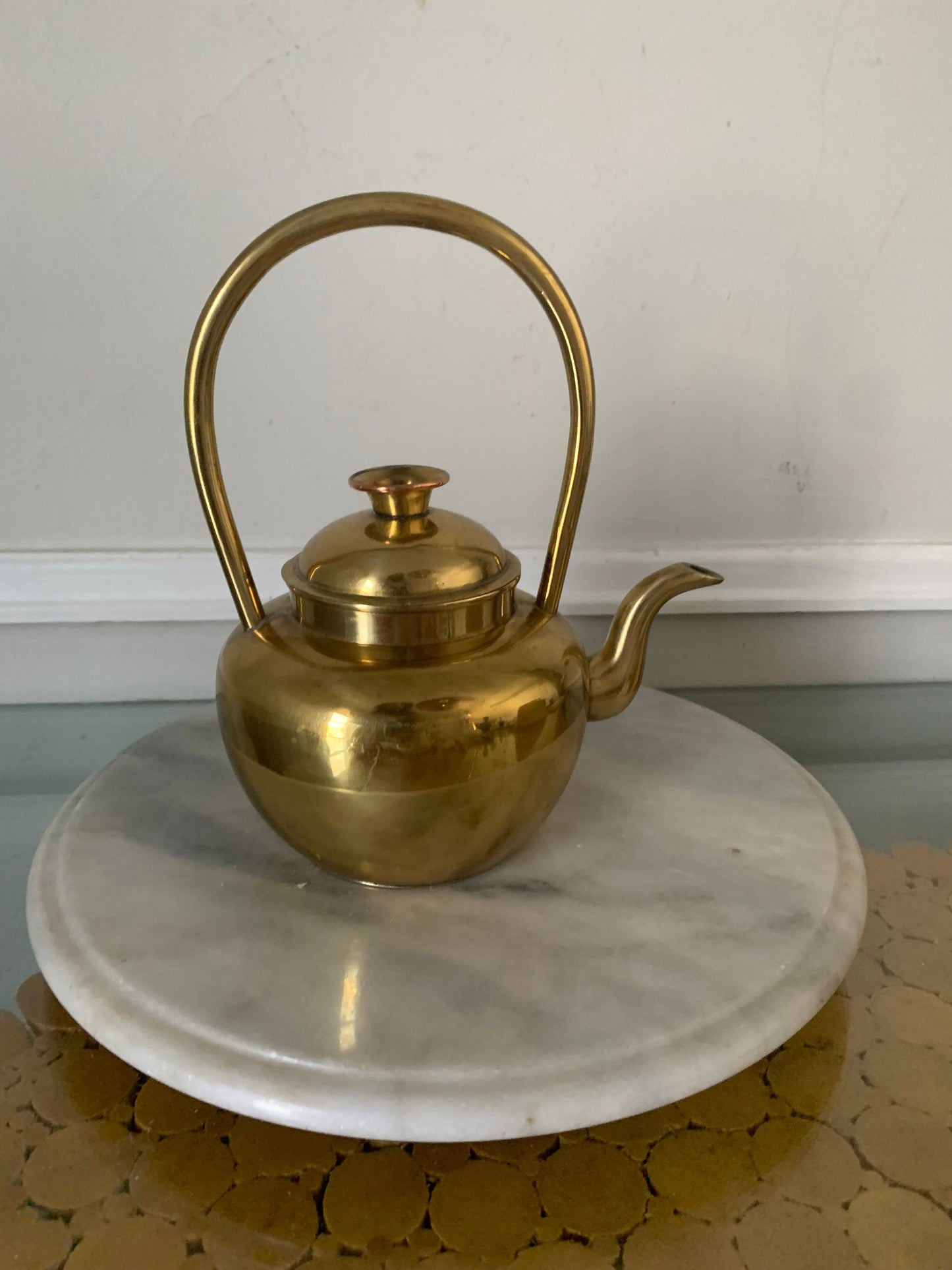 Vintage Small Brass Teapot with Rounded Handle