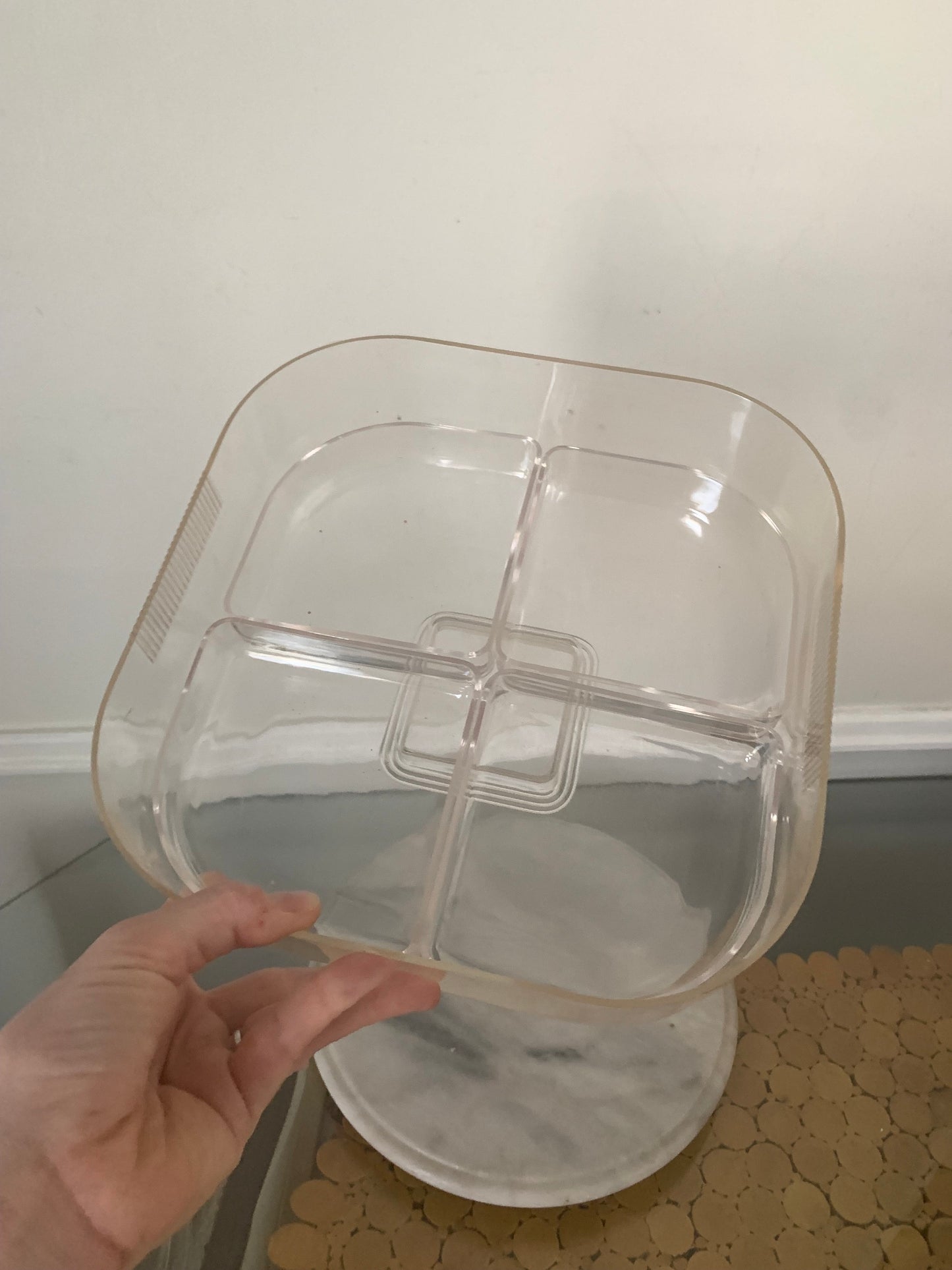 Retro Frosted Plastic Container with Irises with 4 Divided Containers