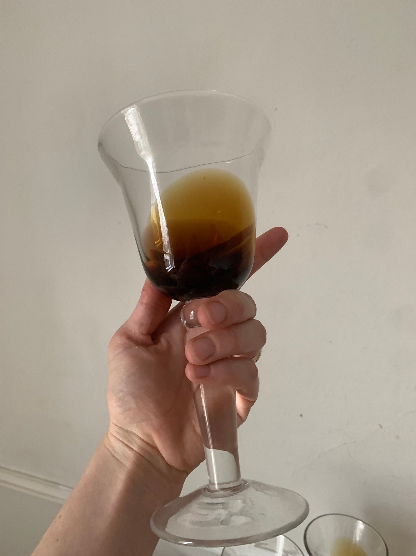 Vintage Set of 4 Heavy Amber Wine Glasses