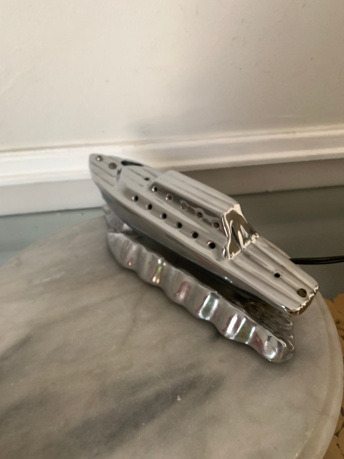 Vintage 1940's Chrome Speed Boat Lamp