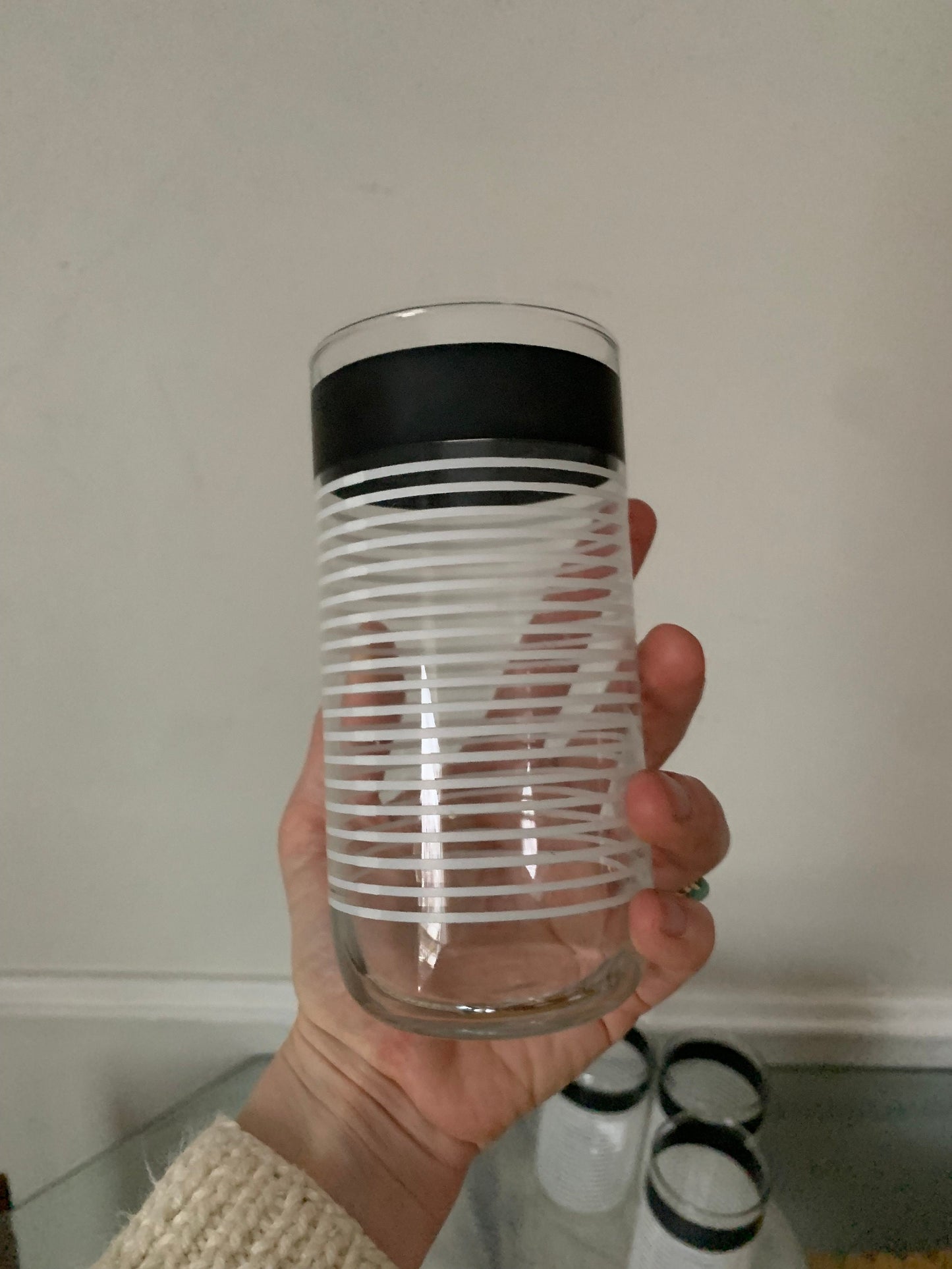 Retro Set of 4 Black and White Libbey Tumblers