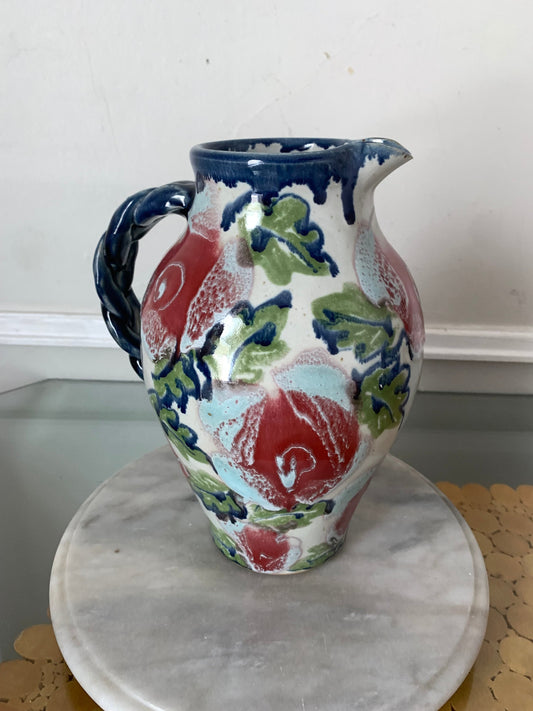 Retro Hand Made Studio Pottery Scott Barnim Rose Pitcher with Handle