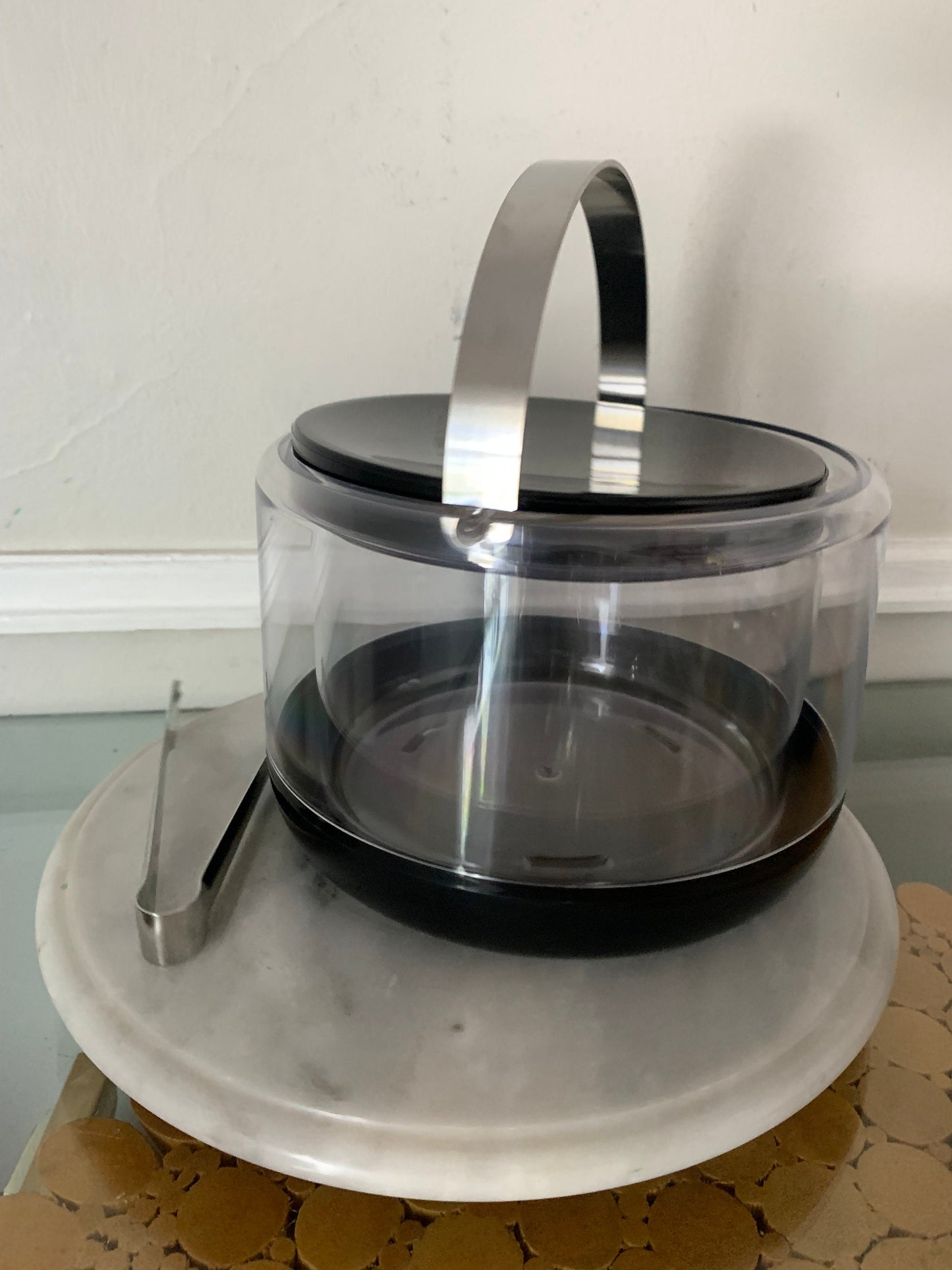 Retro Danish Stelton Clear Plastic & Black Ice Bucket Designed by Erik Magnussen