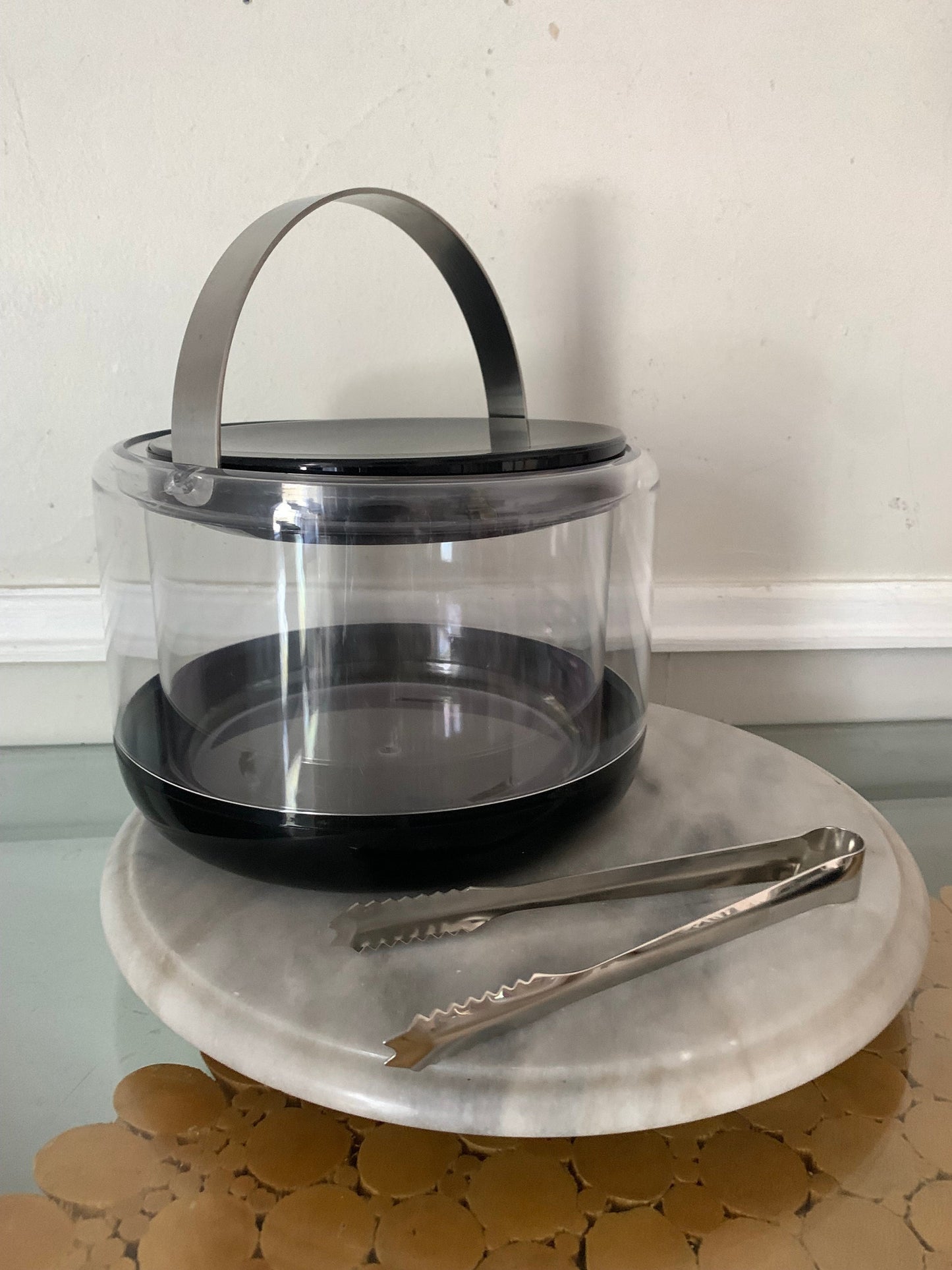 Retro Danish Stelton Clear Plastic & Black Ice Bucket Designed by Erik Magnussen
