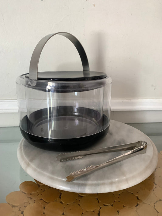 Retro Danish Stelton Clear Plastic & Black Ice Bucket Designed by Erik Magnussen