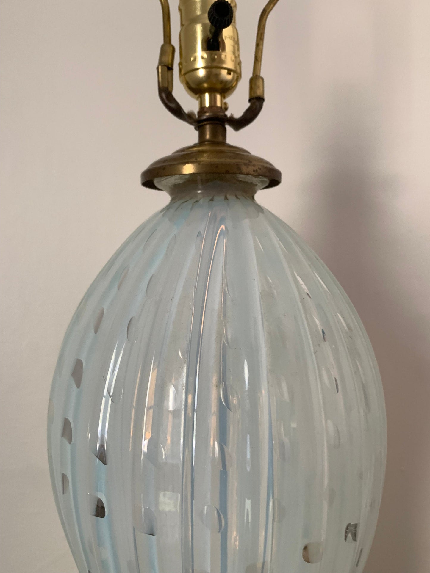 MCM Opalescent Glass 'Bullicante' / Bubble lamp with Brass Base No Shade