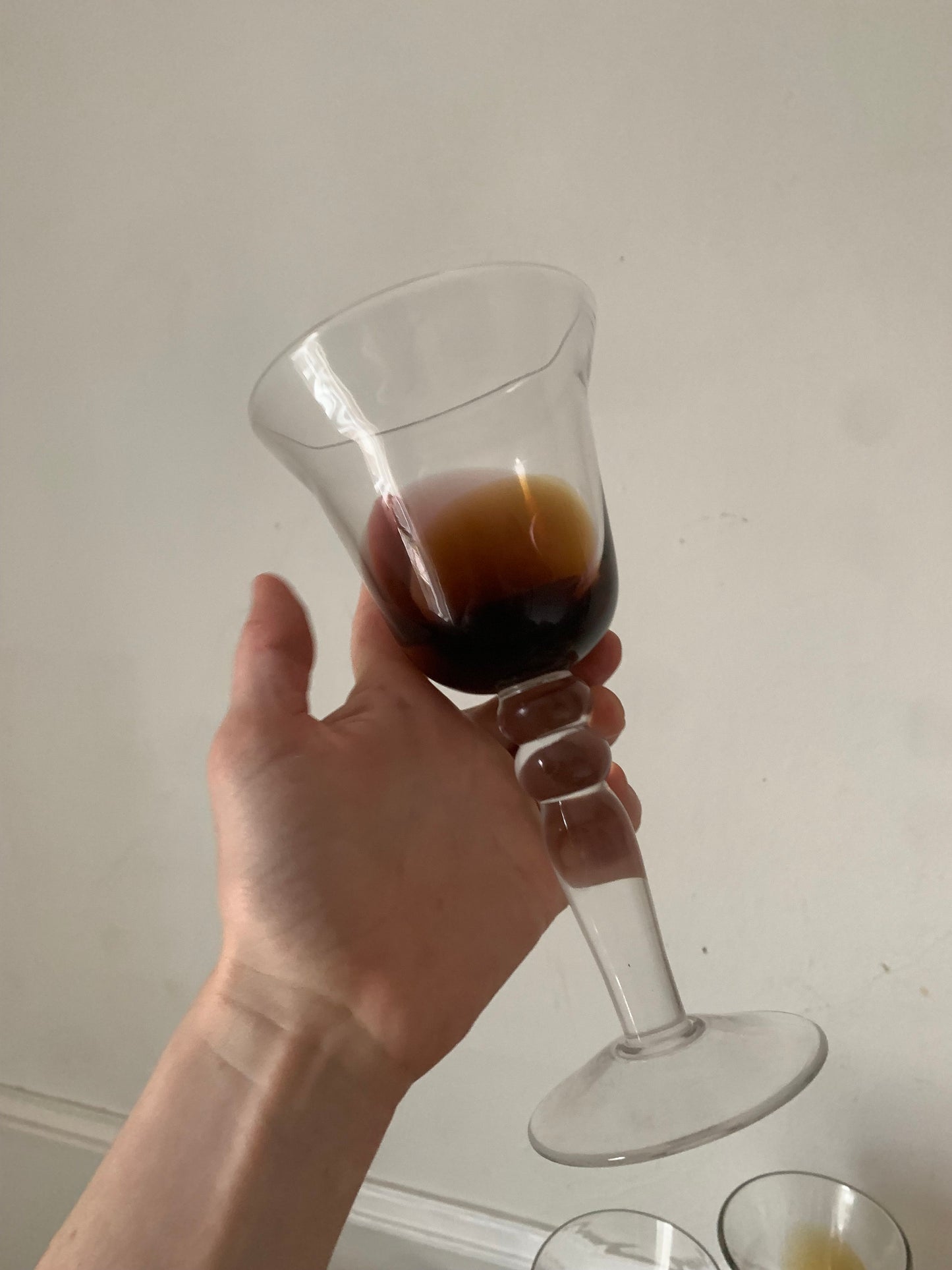Vintage Set of 4 Heavy Amber Wine Glasses