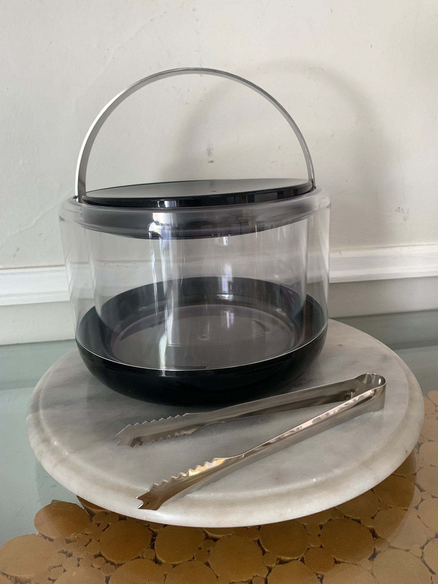 Retro Danish Stelton Clear Plastic & Black Ice Bucket Designed by Erik Magnussen