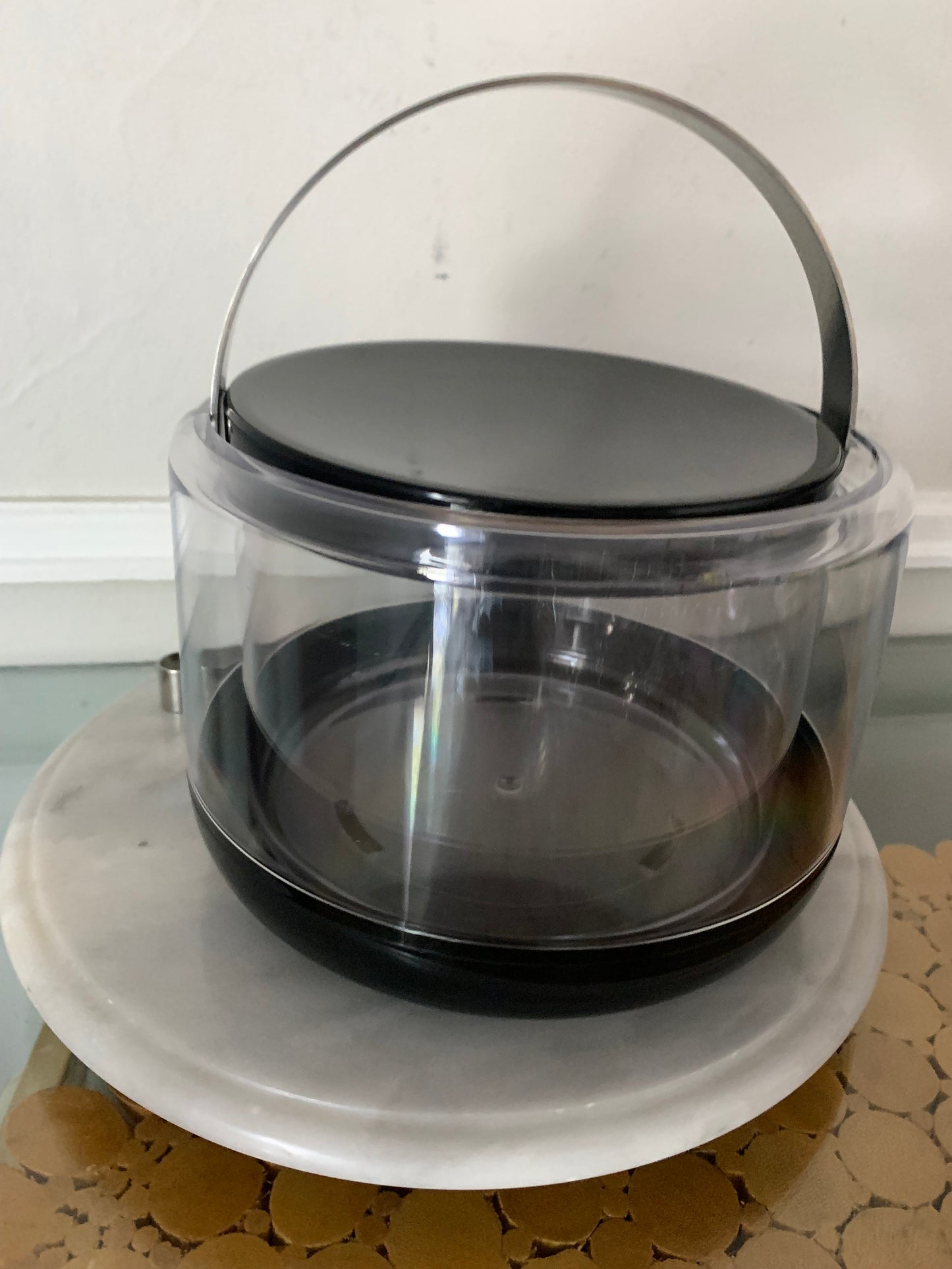Retro Danish Stelton Clear Plastic & Black Ice Bucket Designed by Erik Magnussen