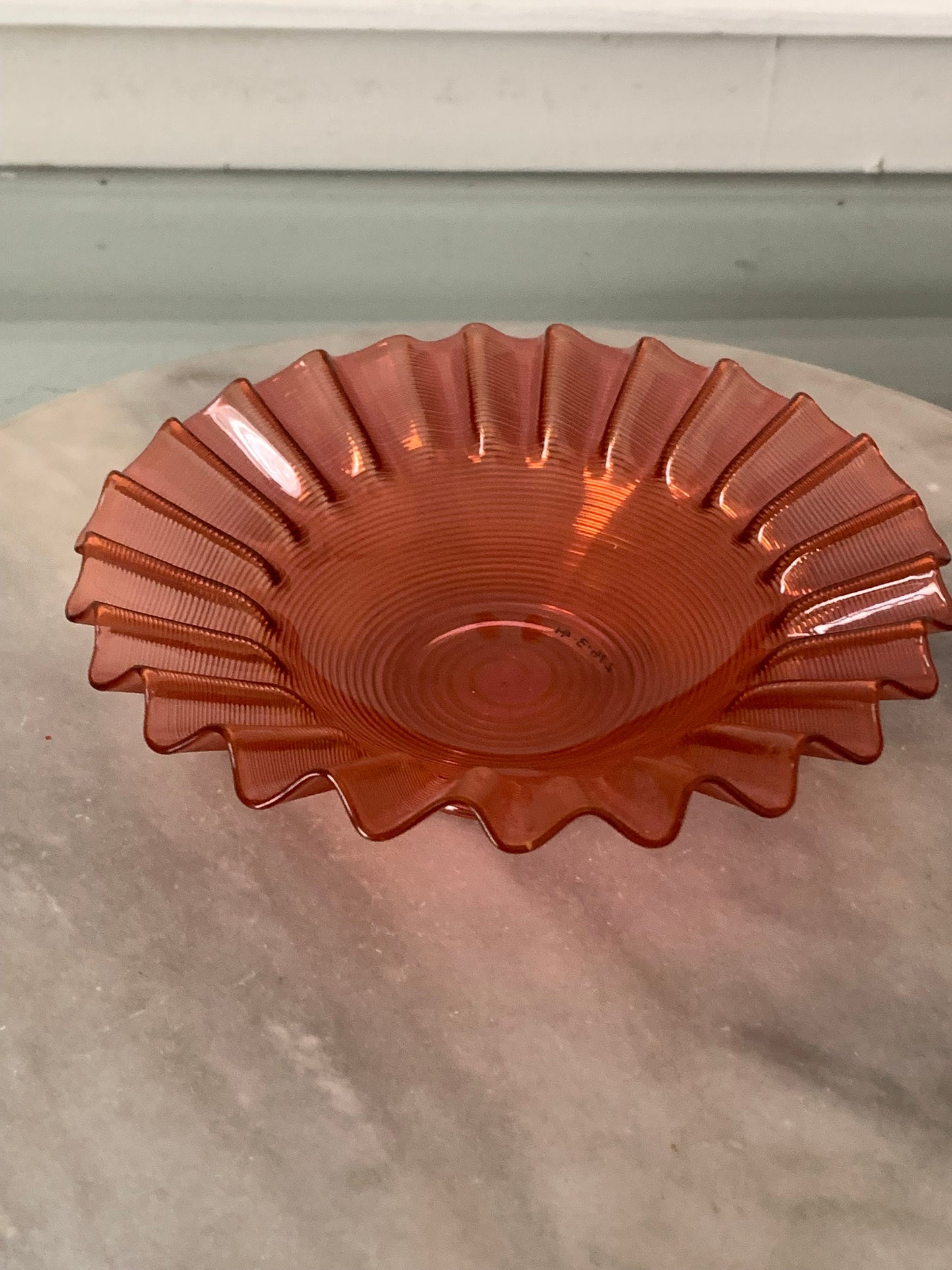 Vintage Threaded Cranberry Glass Dish