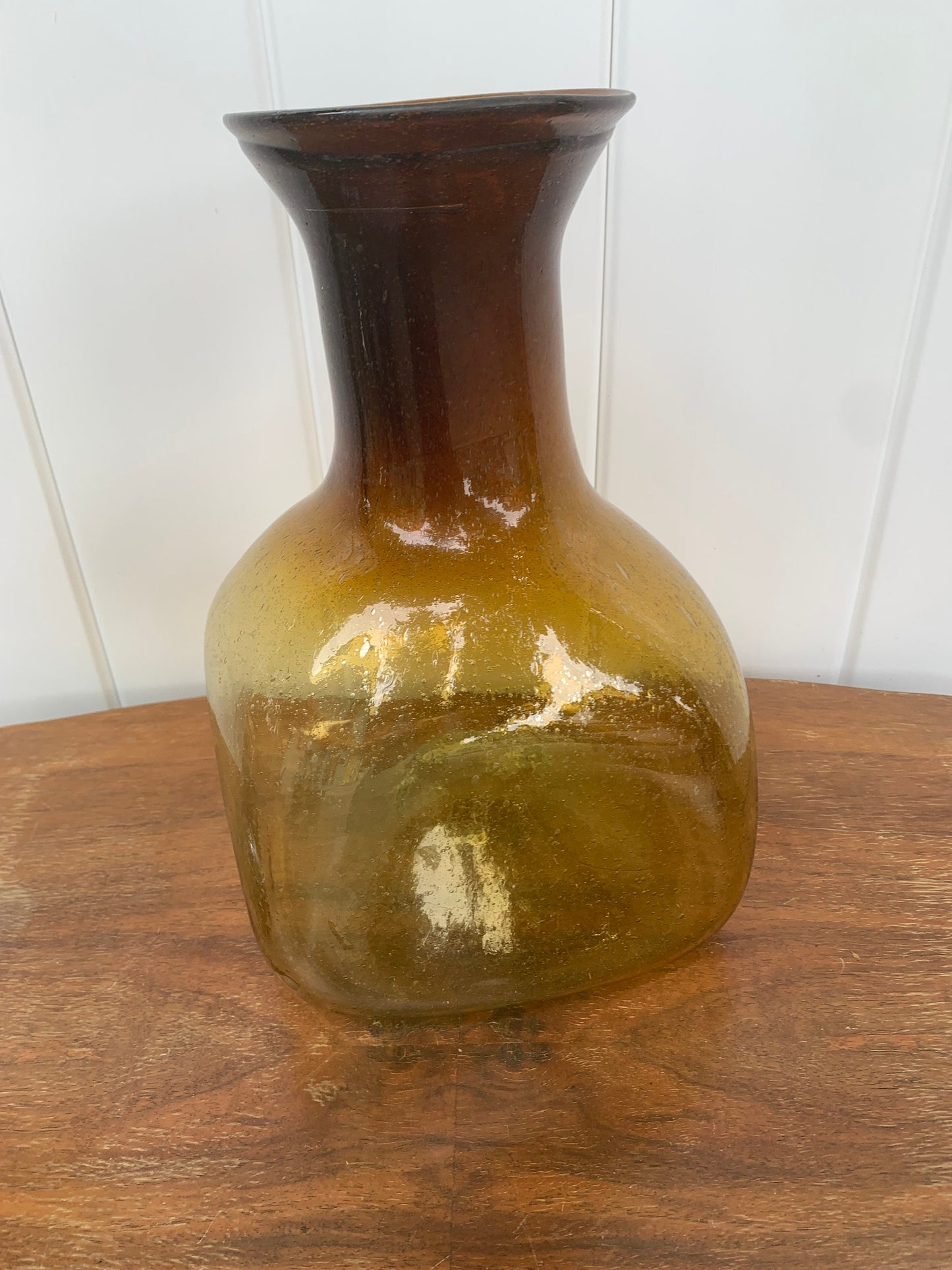 Large MCM Handblown Amber Glass Jar