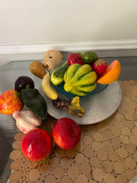 Retro Set of 17 Colourful Paper Mache Fruit and Vegetables