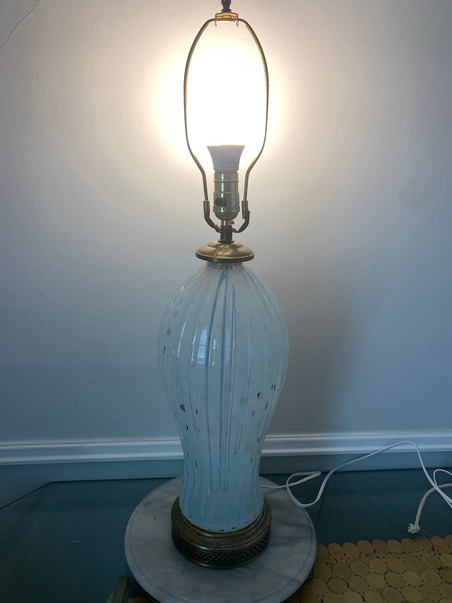 MCM Opalescent Glass 'Bullicante' / Bubble lamp with Brass Base No Shade