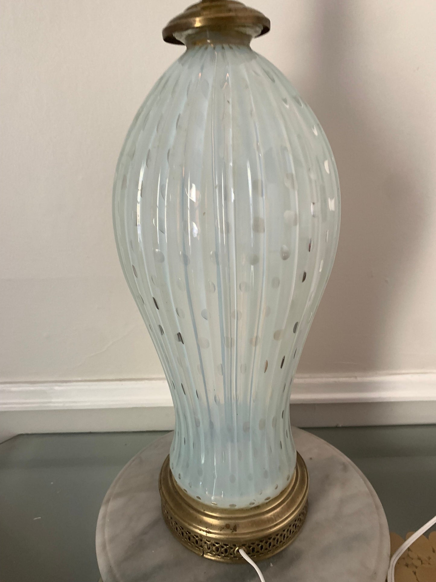 MCM Opalescent Glass 'Bullicante' / Bubble lamp with Brass Base No Shade